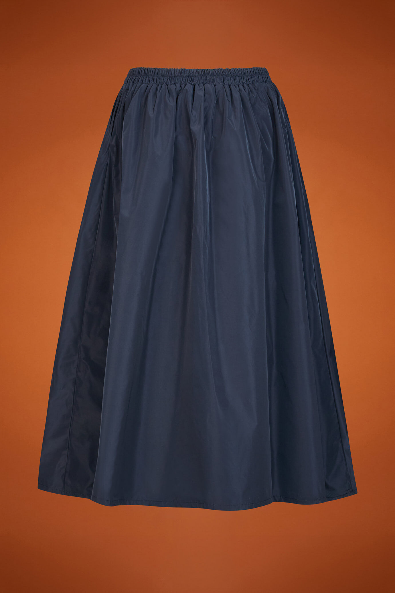 Gonna donna lunga a palloncino in taffet&agrave; tinta unita con elastico in vita regular fit image number 6