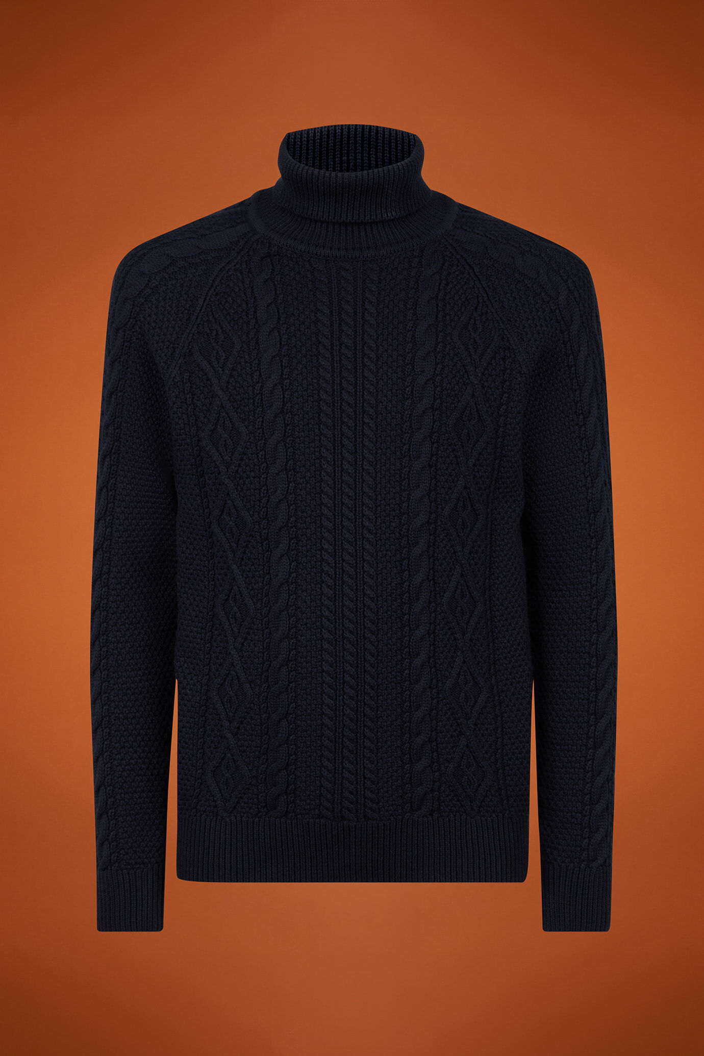 Herren-Pullover mit hohem Ausschnitt aus 100 % Baumwolle mit Zopfstrick in normaler Passform image number 4