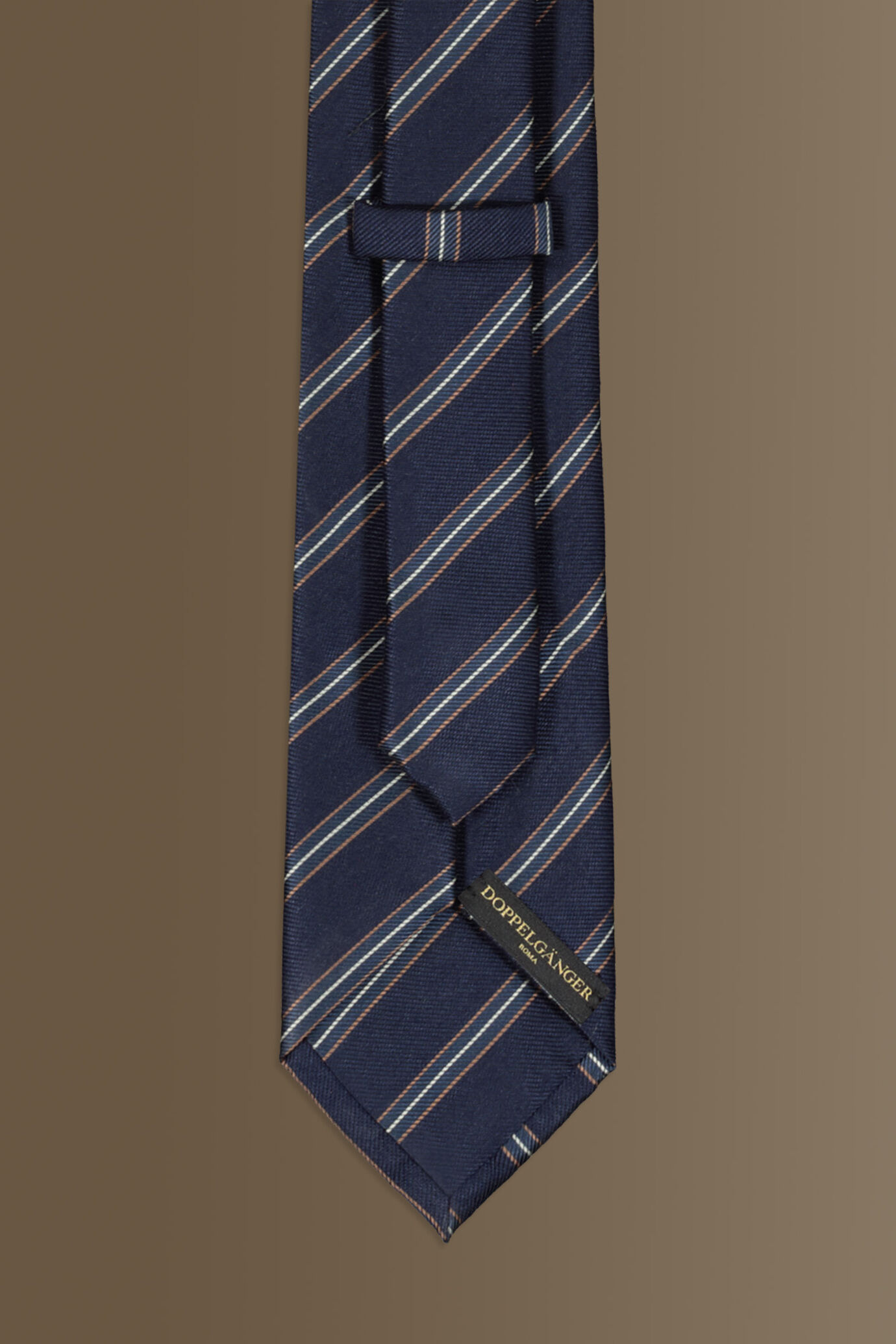 Cravatta uomo dark blu fantasia regimental in misto bamboo image number 1