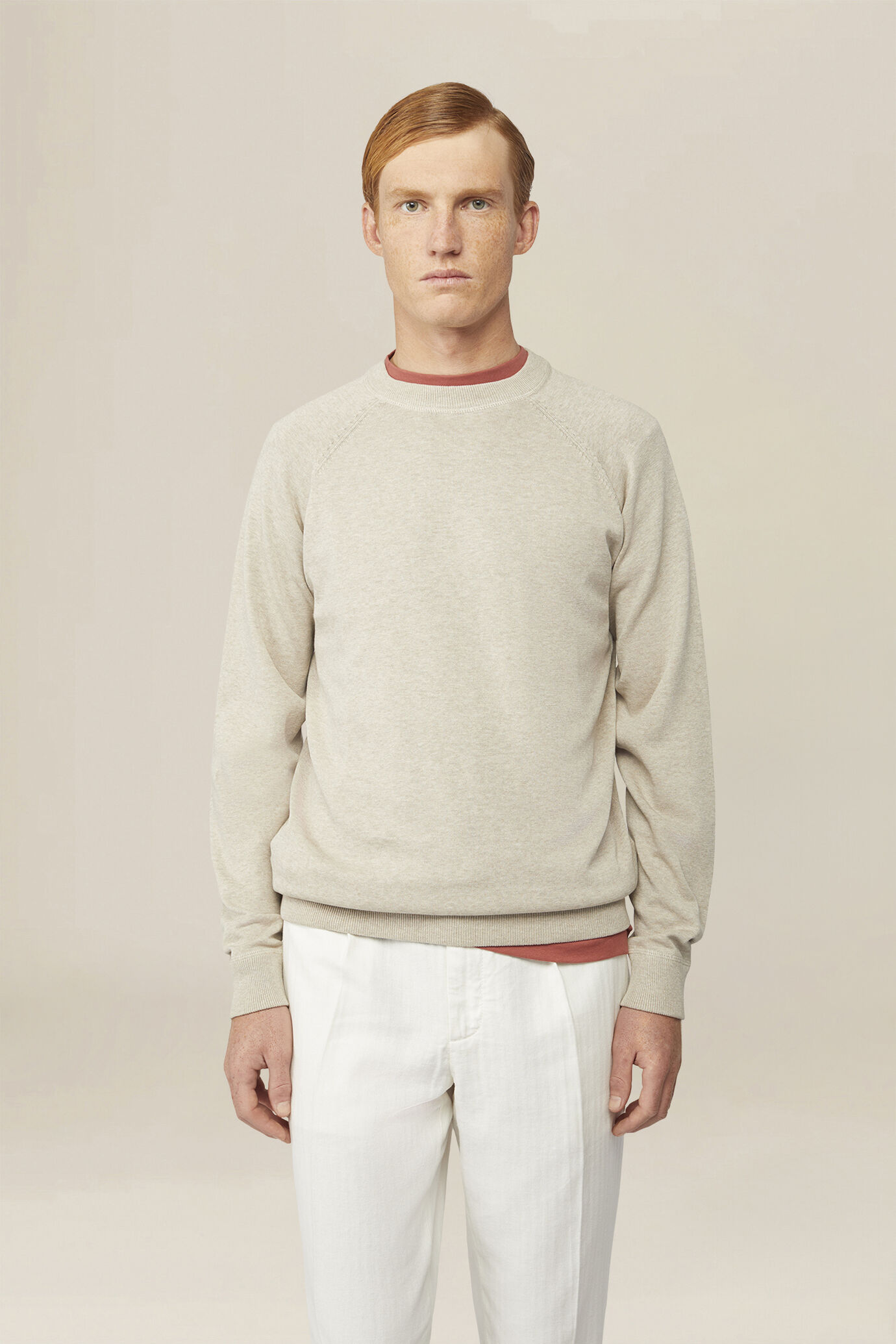 Herrenpullover mit Rundhalsausschnitt aus 100 % Baumwolle mit Raglan&auml;rmeln image number 0