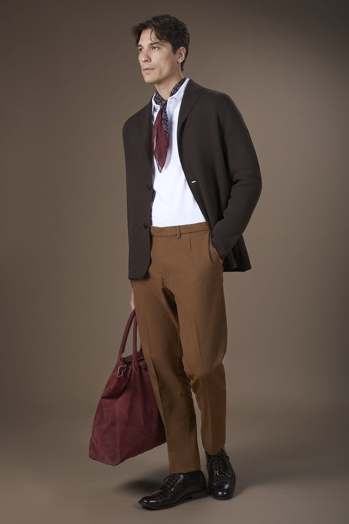 Cardigan uomo monopetto in maglia punto milano 100% cotone regular fit image number 1