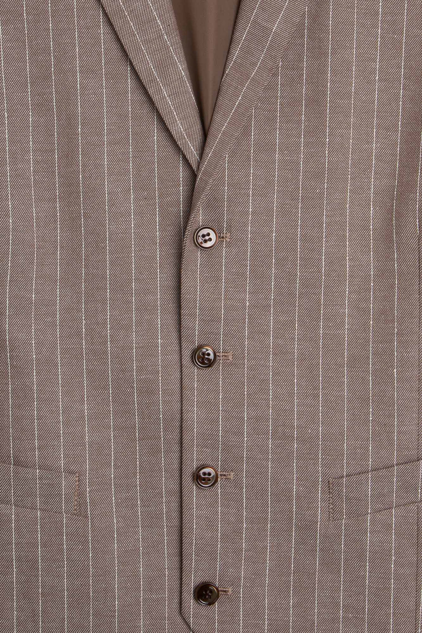 Gilet monopetto gessato, con rever, misto lino e cotone image number 1