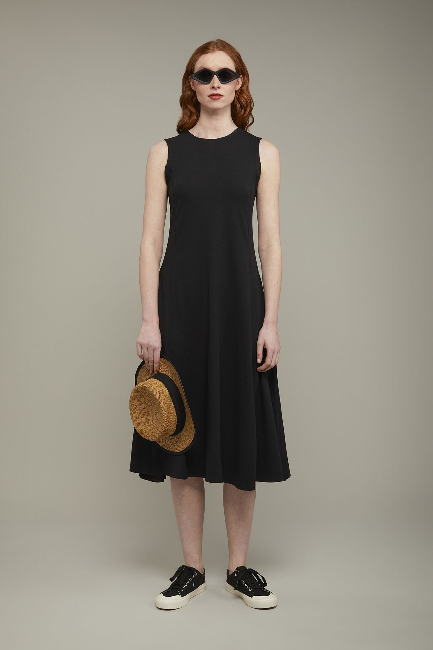 Ärmelloses Midikleid aus Stretch-Baumwolljersey für Damen in normaler Passform image number 0