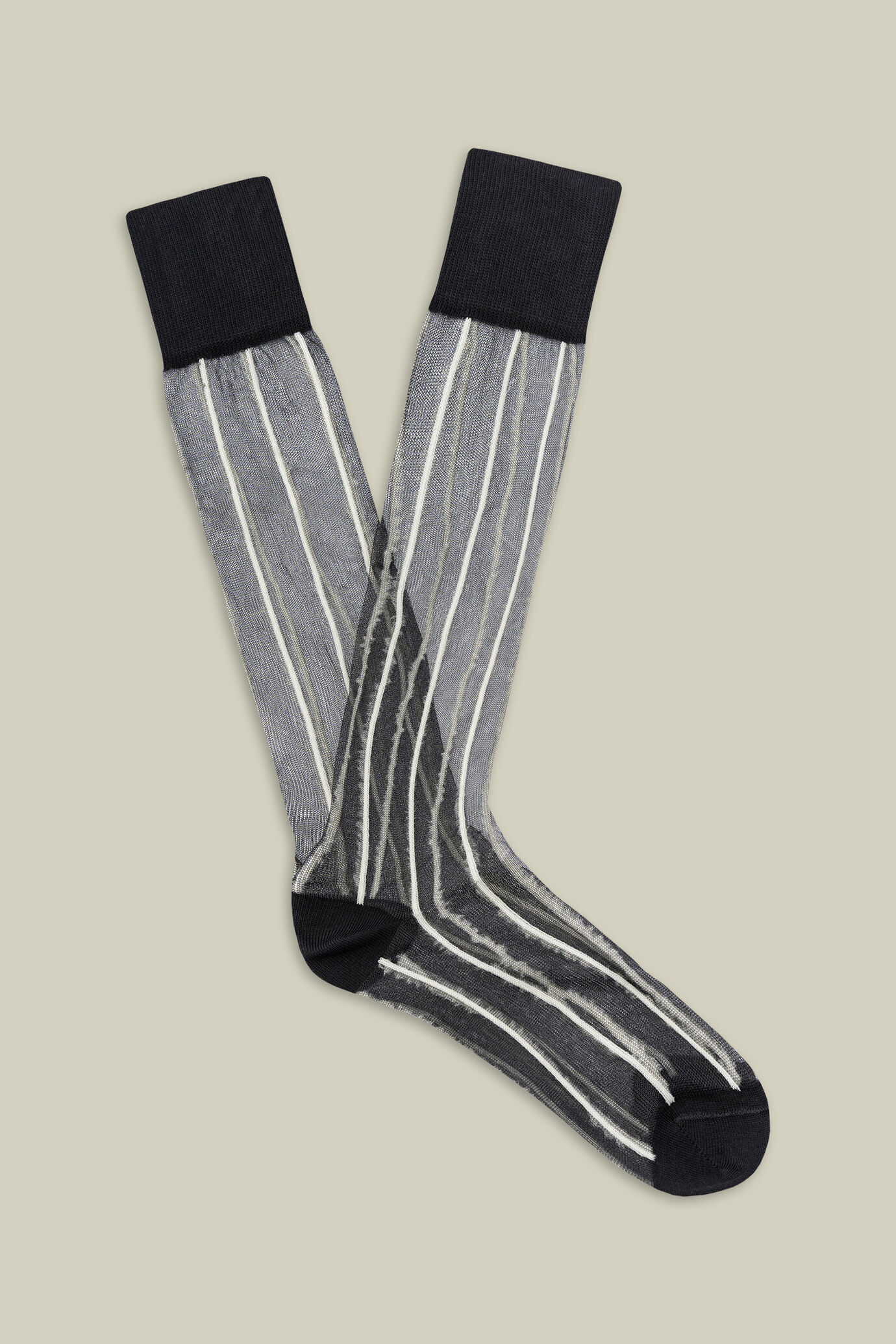 Women's transparent socks with vertical stripes image number 0