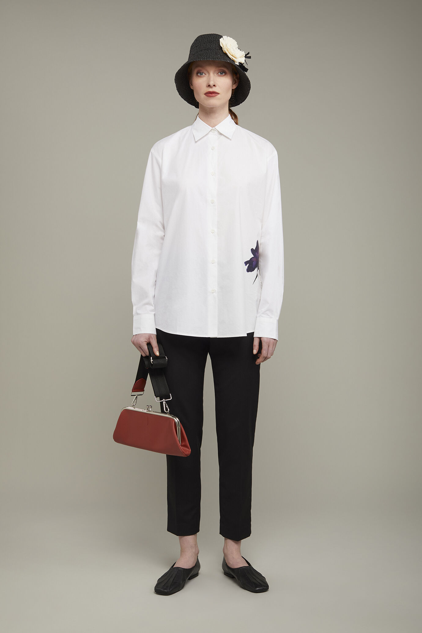 Camicia donna 100% cotone disegno floreale oversize image number 0