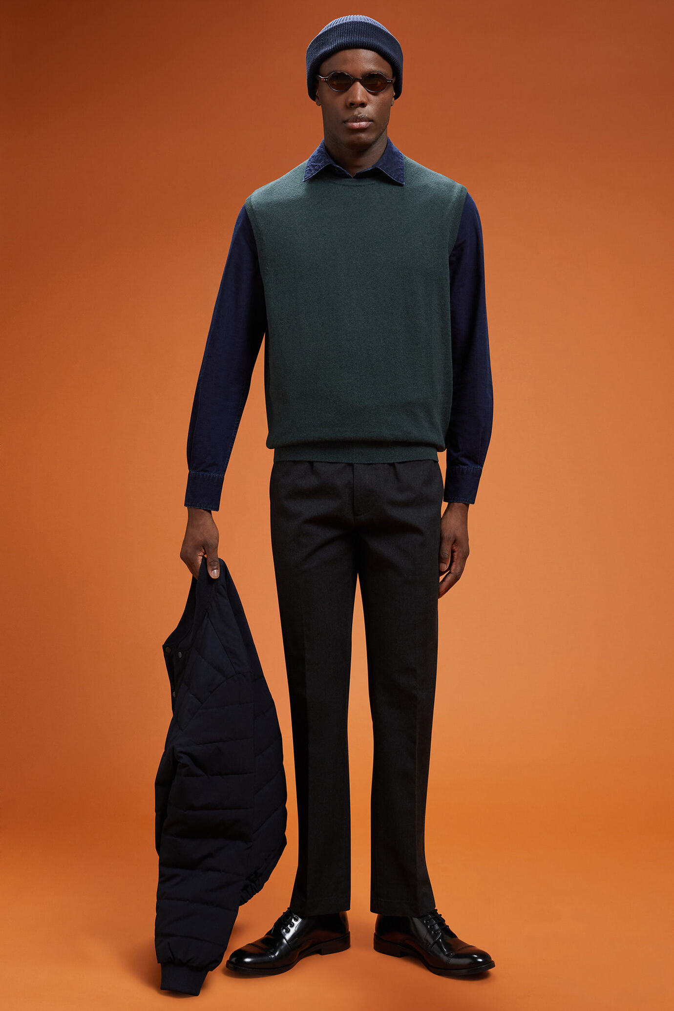 Gilet uomo girocollo lana e cotone regular fit image number 1