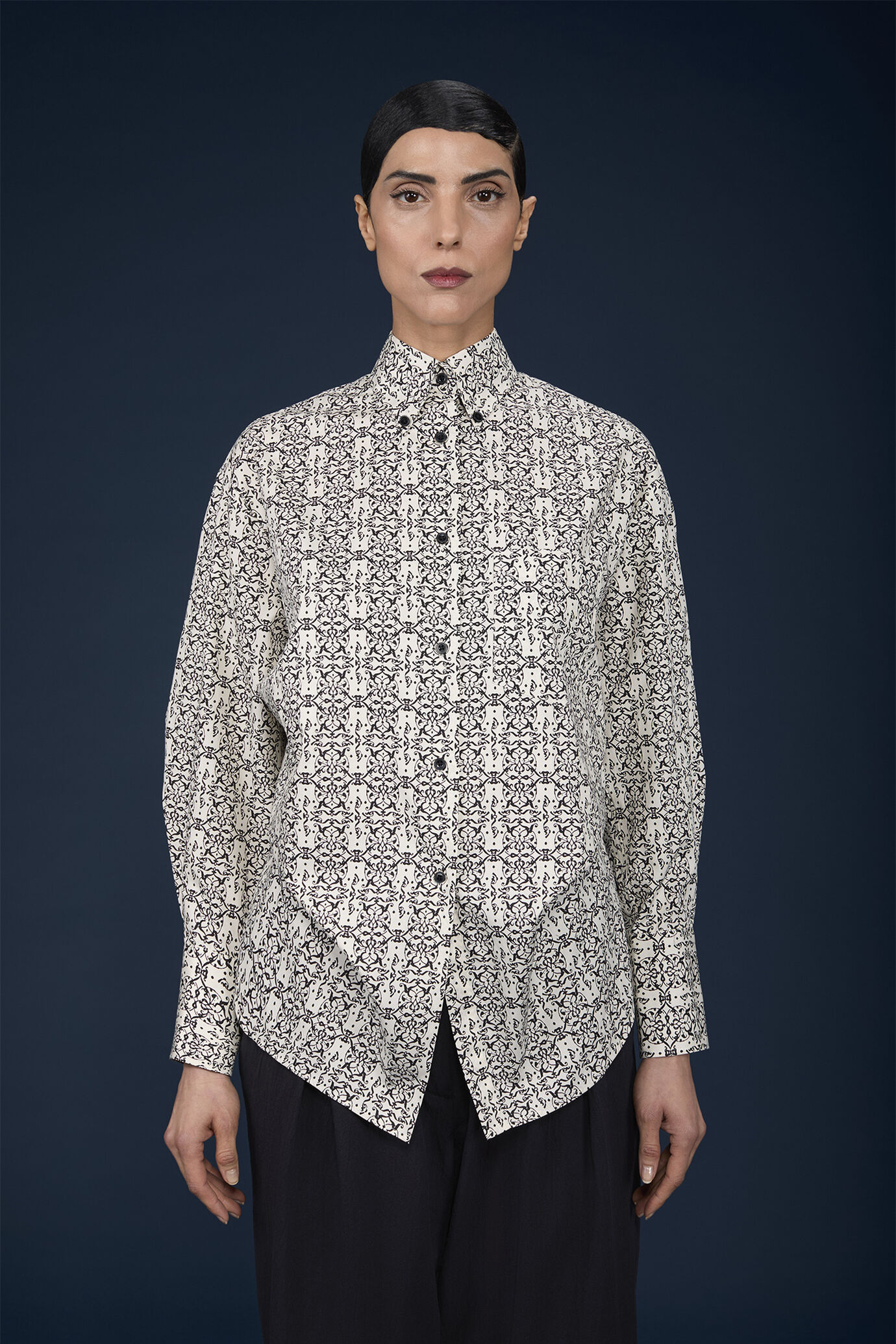 Women's unstructured shirt 100% printed cotton