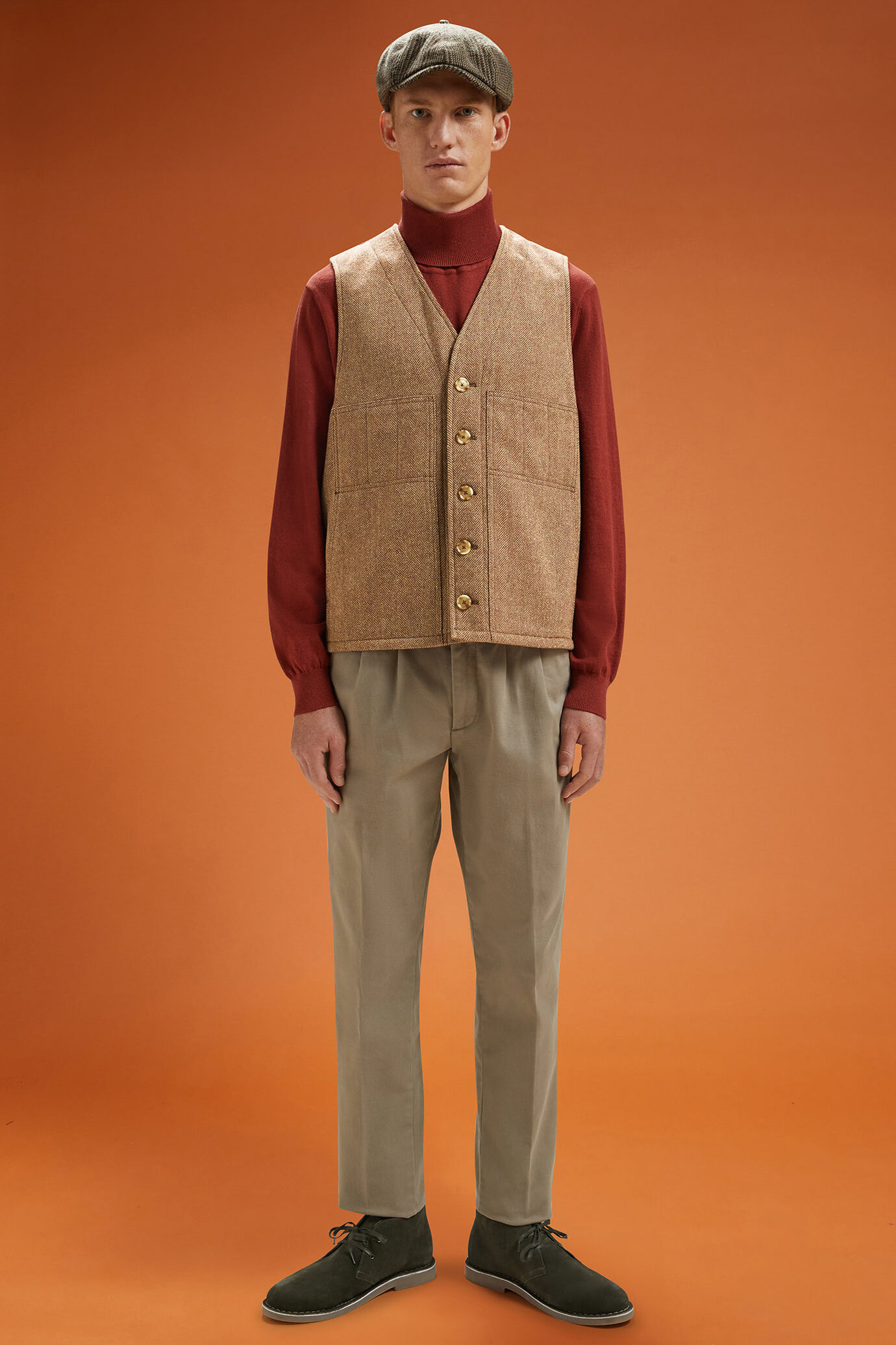 Gilet uomo monopetto con scollo a v tessuto spinato Wool Blend regular fit image number 2