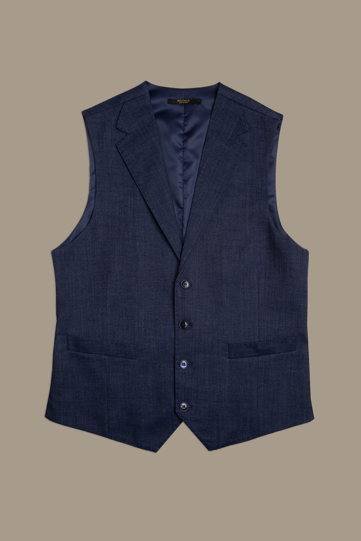 Gilet monopetto stretch con rever effetto chambray denim image number 0