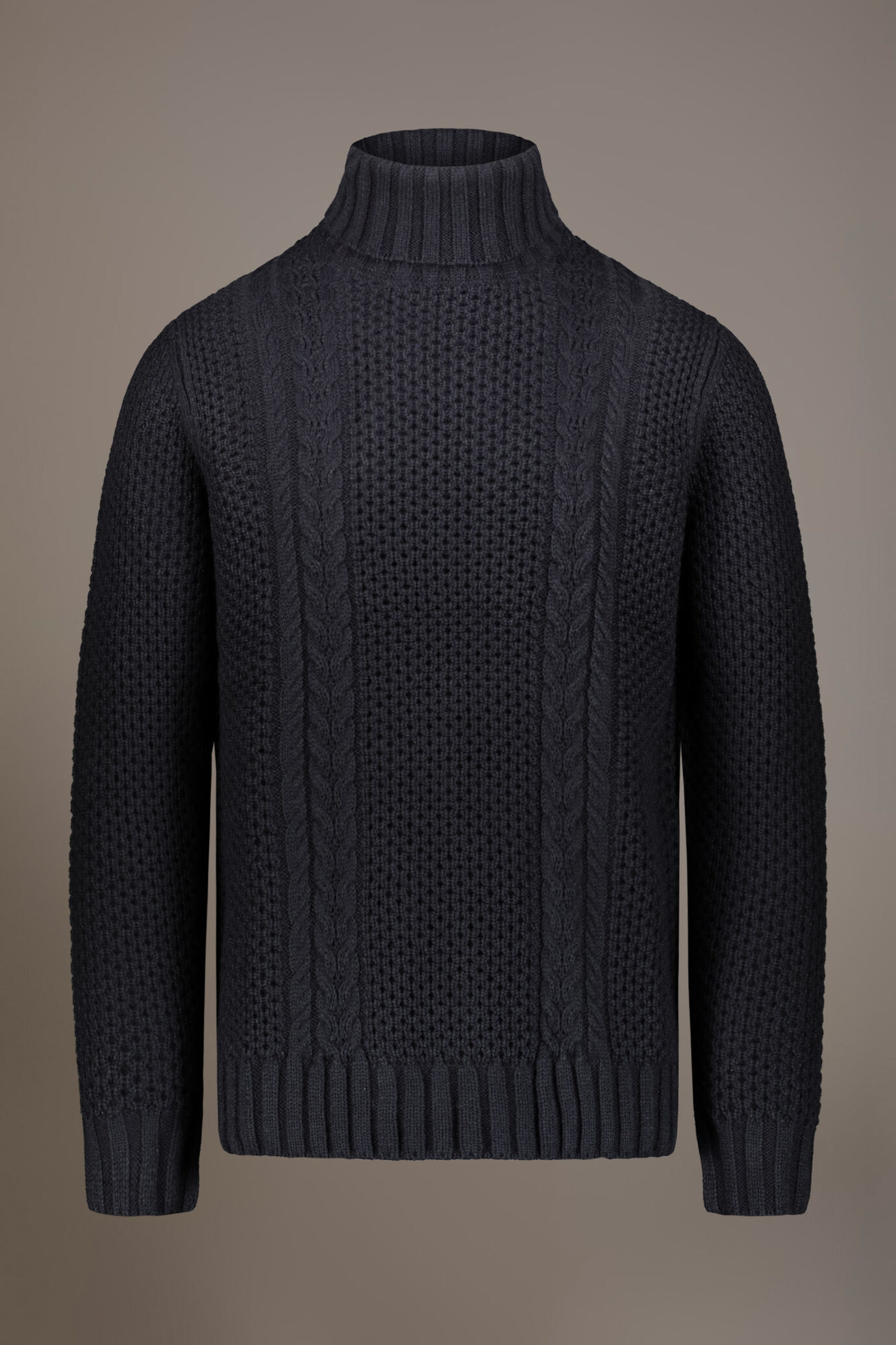 Wool blend turtleneck sweater with honeycomb heavy knitting image number 5