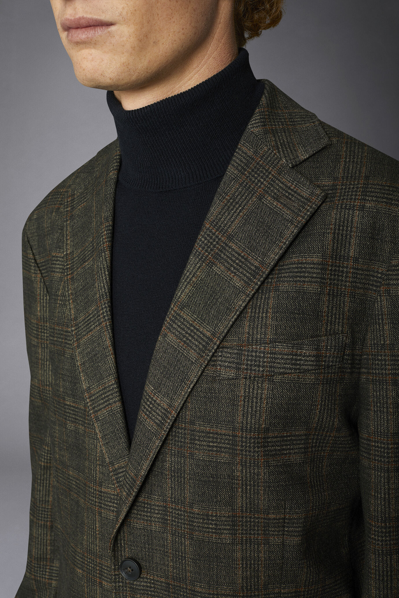 Regular fit genderless single-breasted jacket Prince of Wales fabric image number 5
