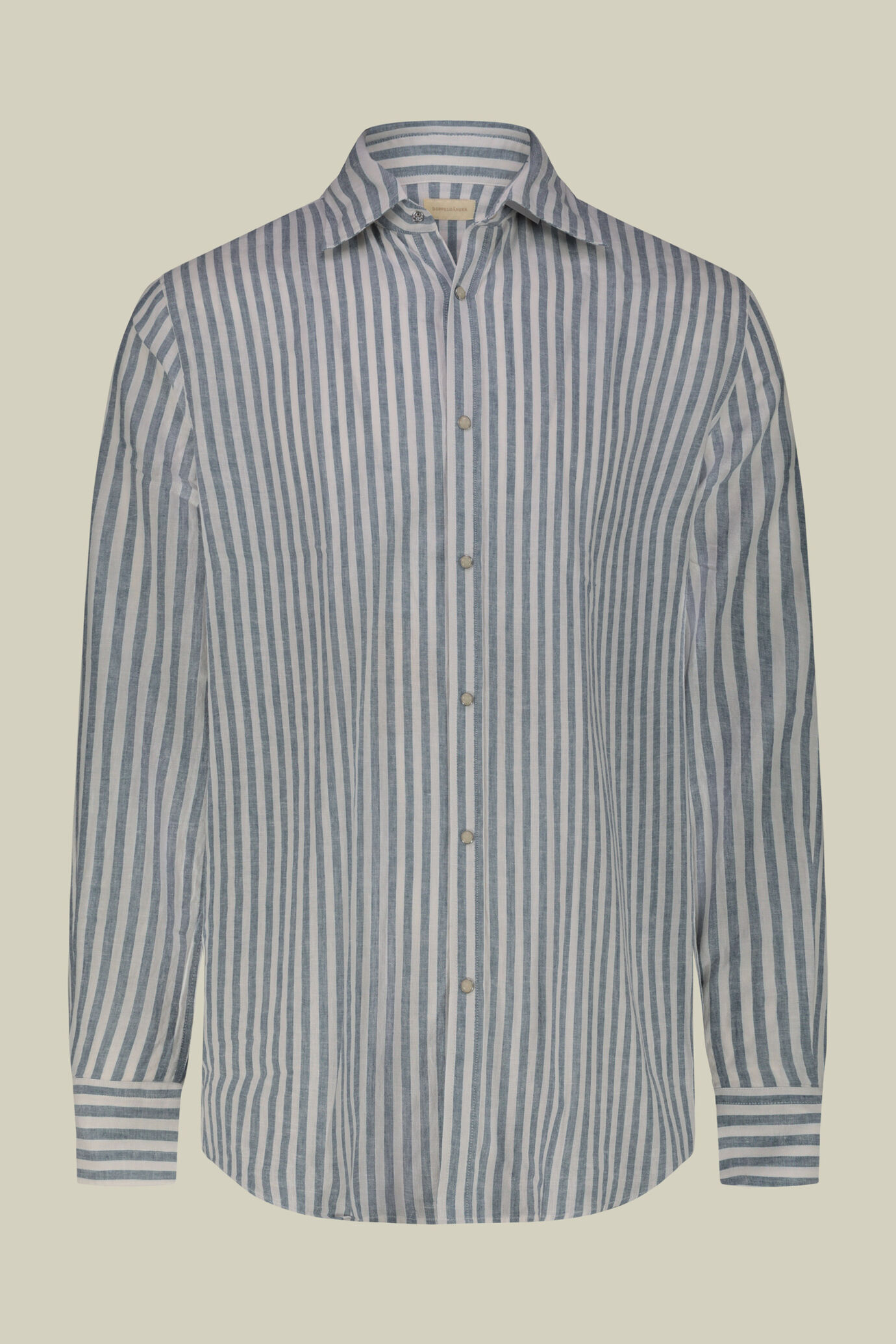 Camicia uomo misto lino cotone righe larghe image number 4