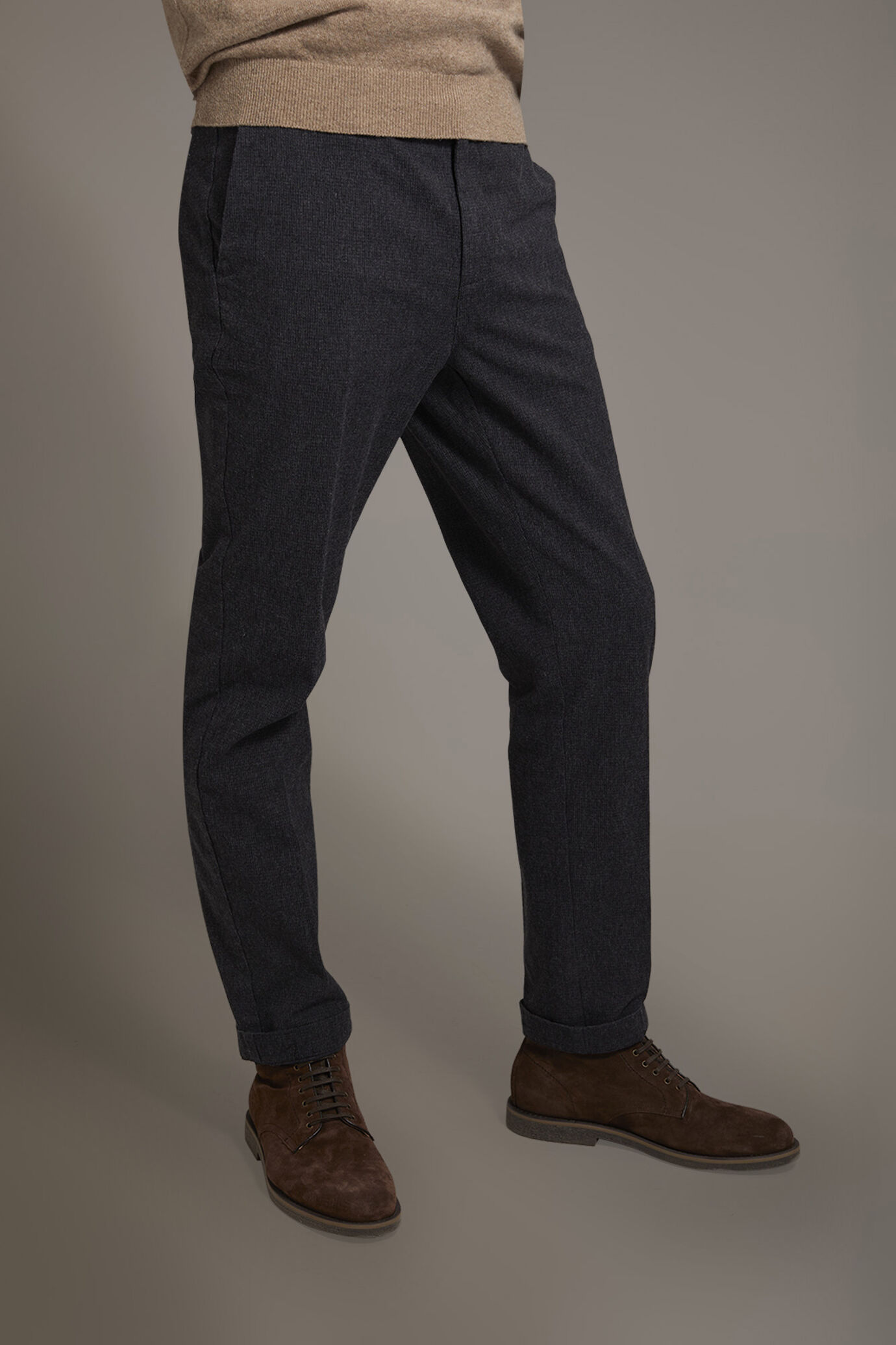 Regular fit chino trousers in pied de poule yarn-dyed fabric image number 2