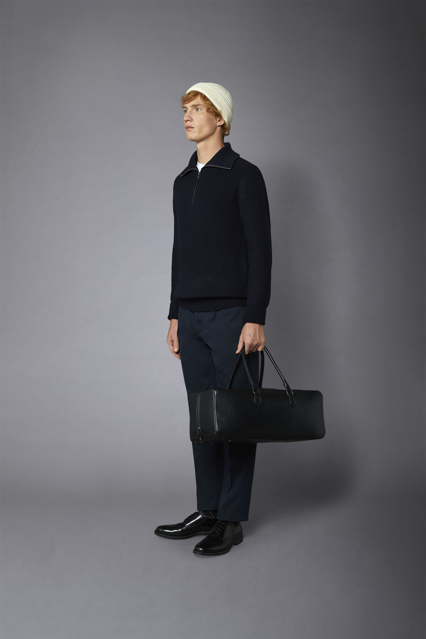 Pullover aus einer Wollmischung mit Rei&szlig;verschluss und englischem Rippenstrick in normaler Passform image number 1