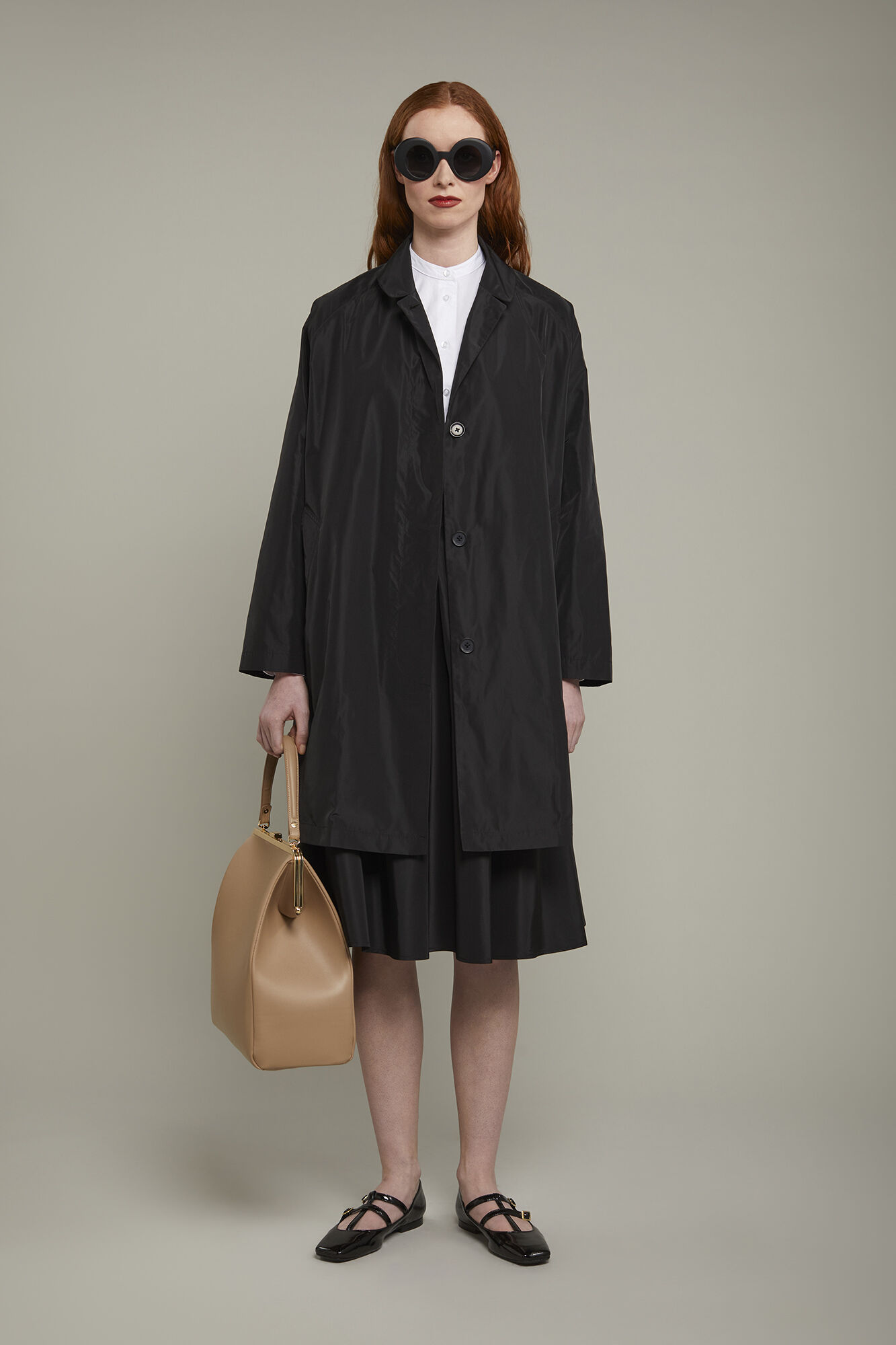 Spolverino donna sfoderato in taffetà oversize