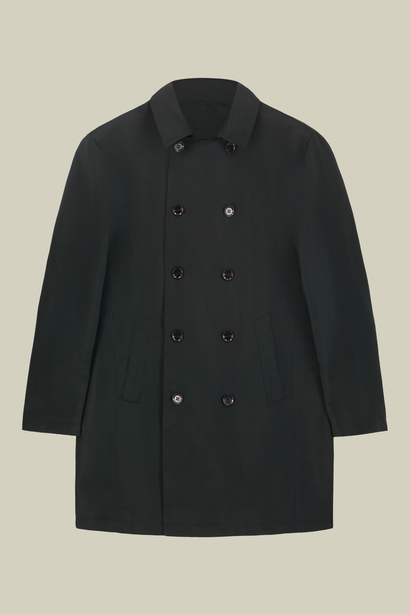 Impermeabile uomo doppiopetto in tessuto tecnico regular fit image number 4