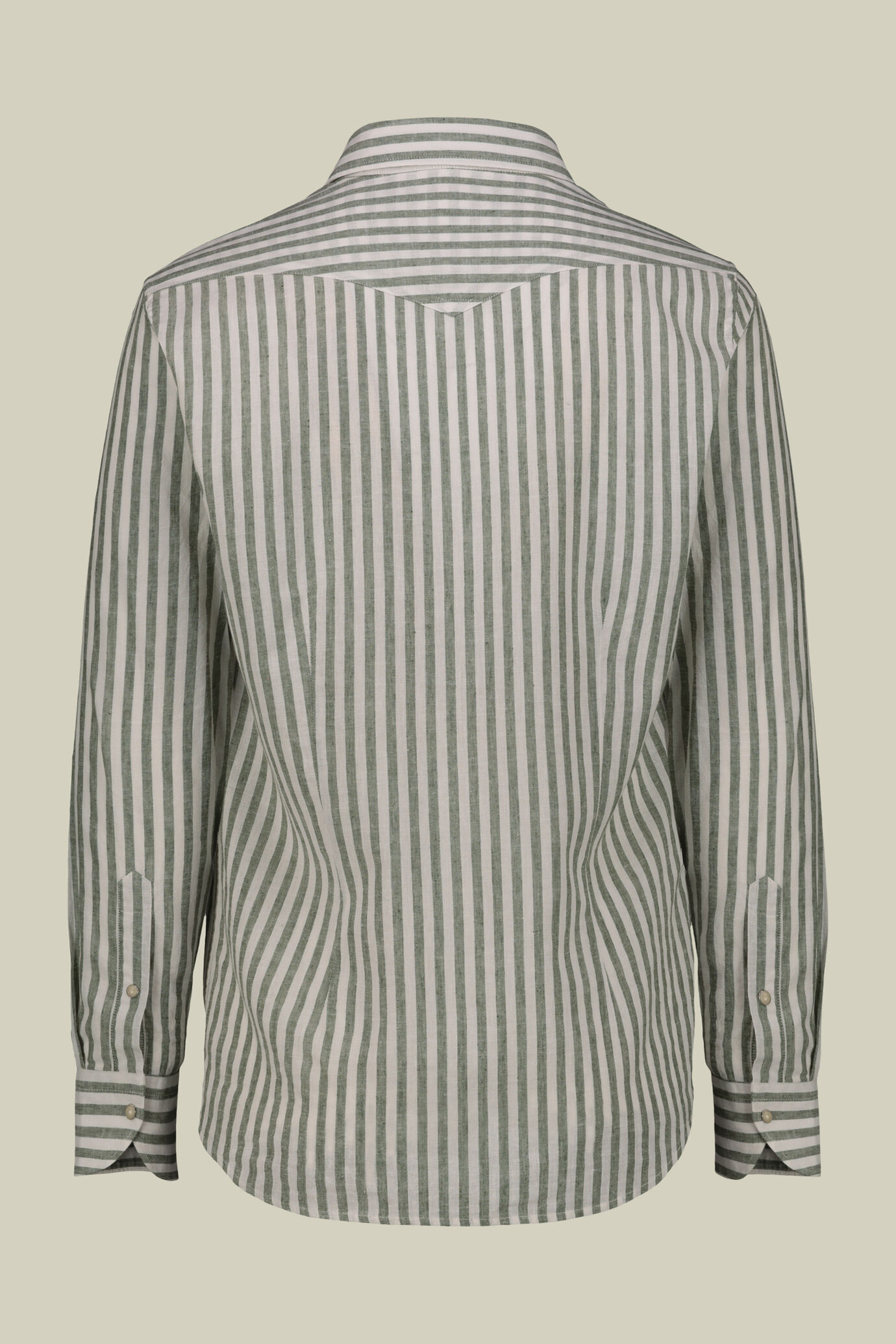 Chemise homme décontractée à col français en lin et coton lavé et rayé image number 5