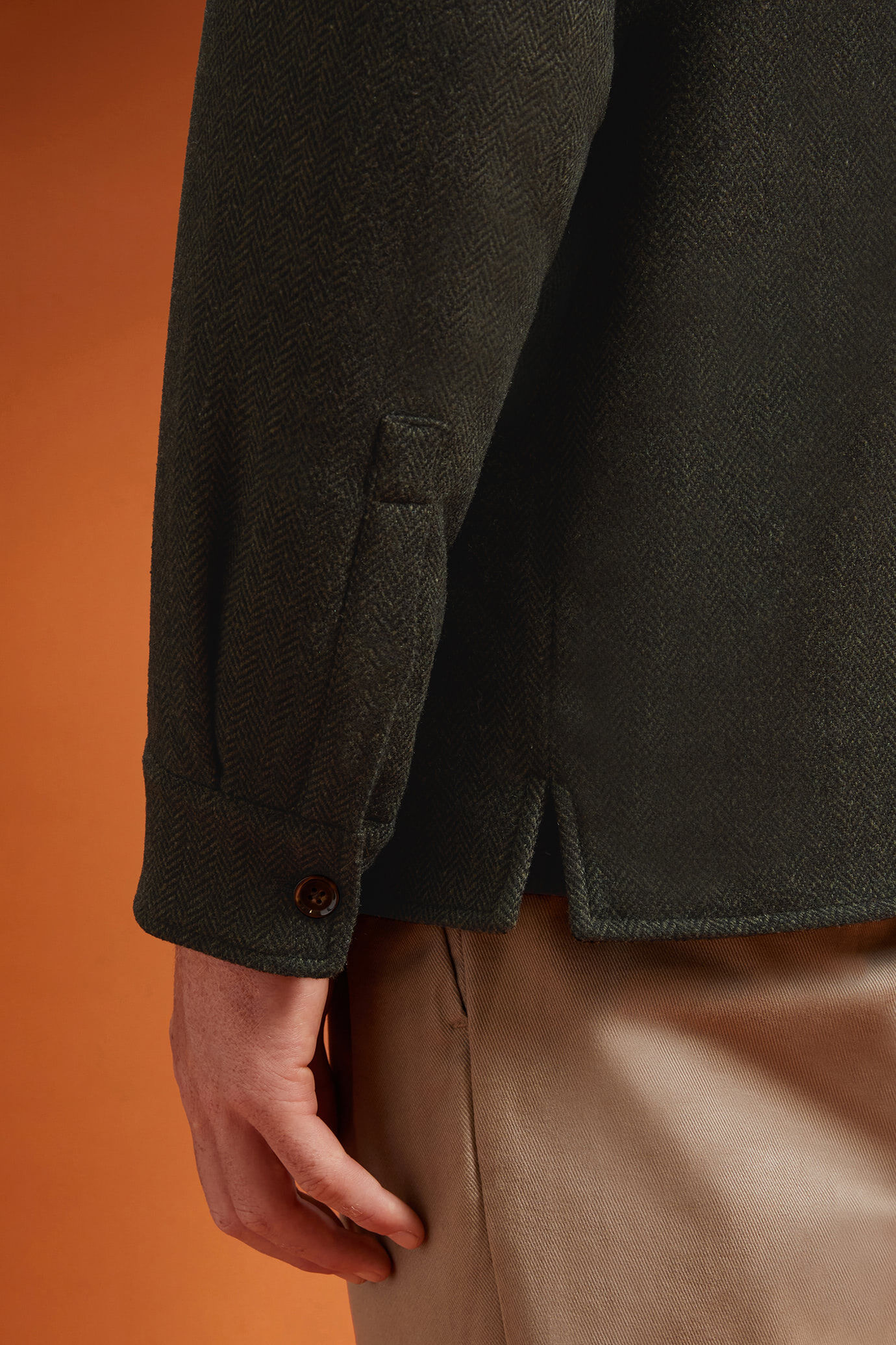 Men's regular fit overshirt in herringbone wool blend fabric image number 2