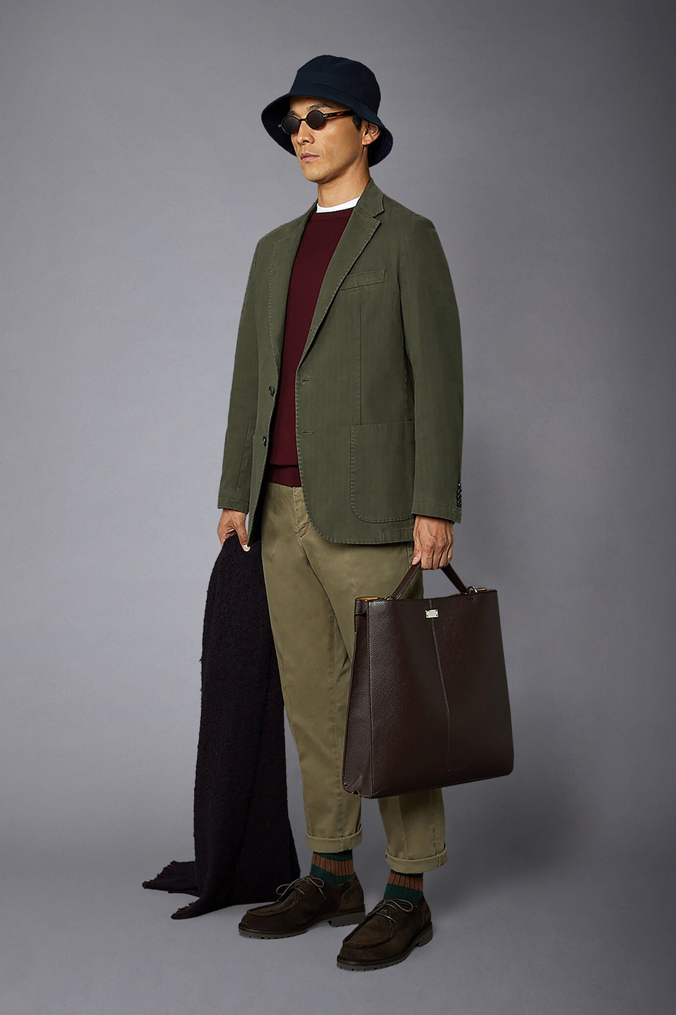 Einreihige Jacke mit aufgesetzter Tasche im Harringbone-Design Regular Fit image number 1