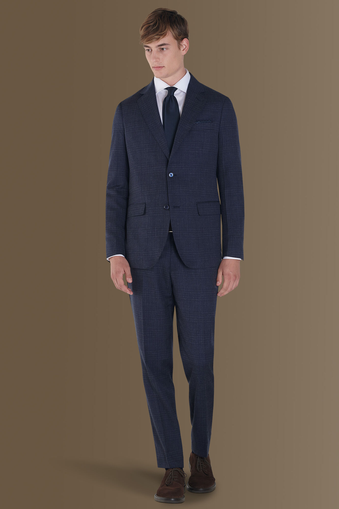 Single-breasted prince of wales fabric suit image number 0