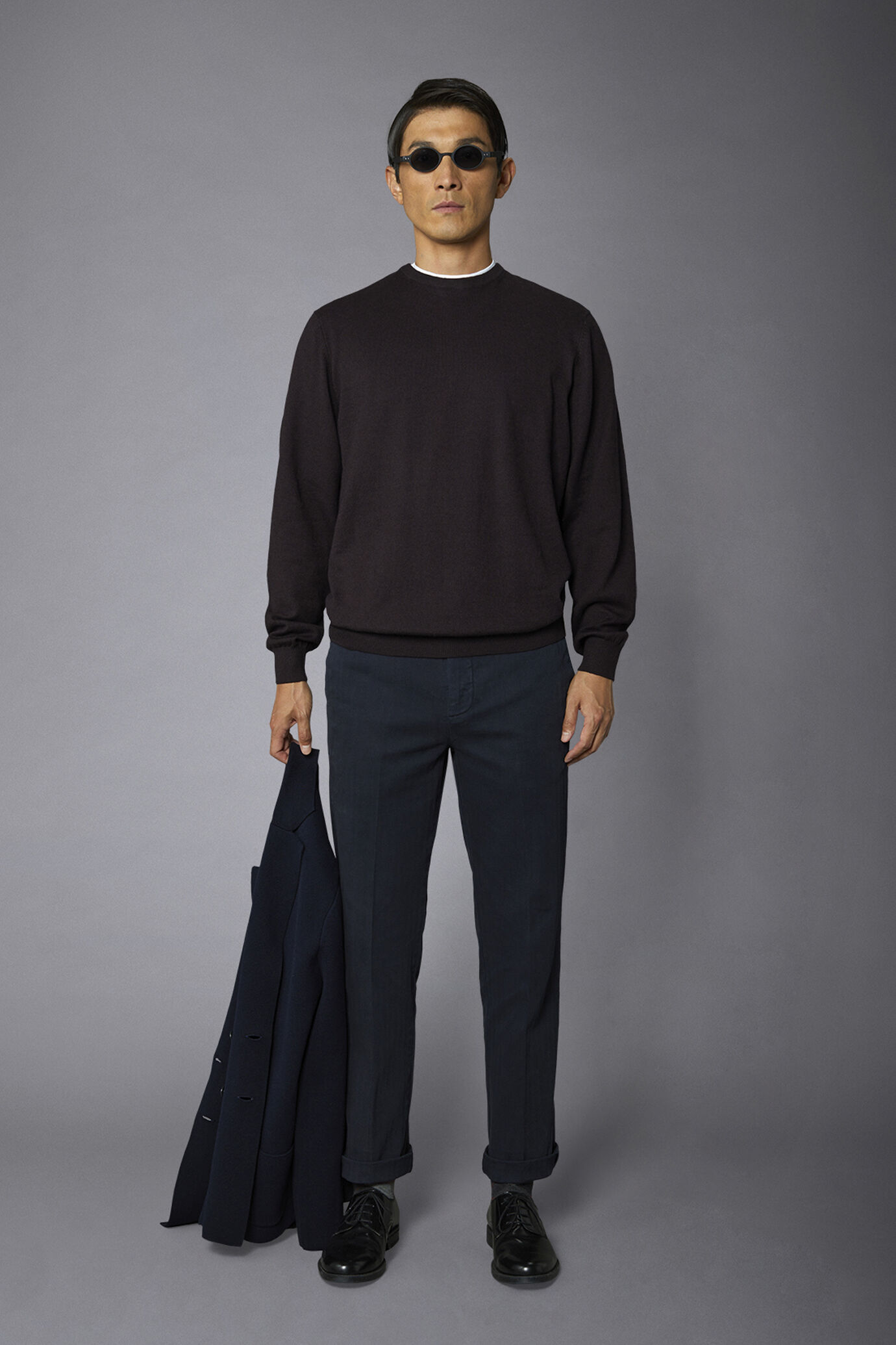 Men's classic pants regular fit herringbone fabric construction image number 0