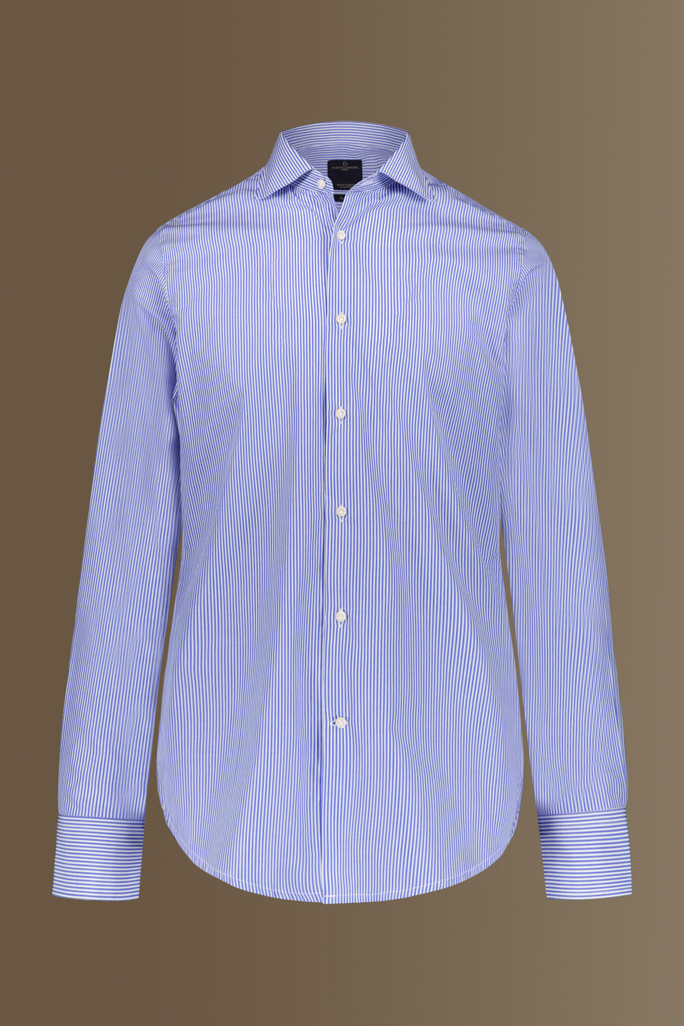 Camicia classica uomo collo francese 100% cotone tinto filo a righe bicolori image number 4
