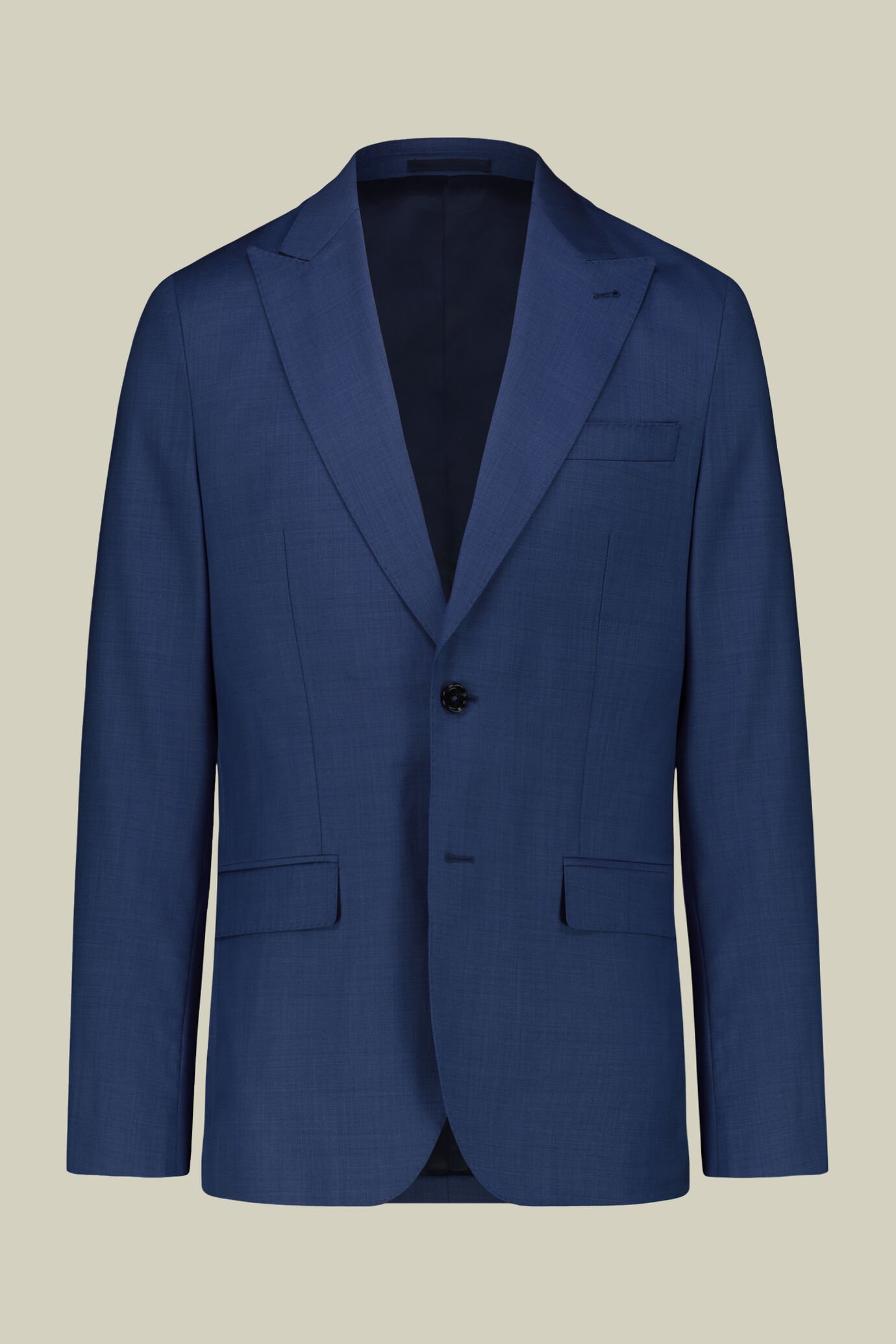 Costume homme droit avec pantalon classique à simple pli, en 100% laine avec construction grisaille