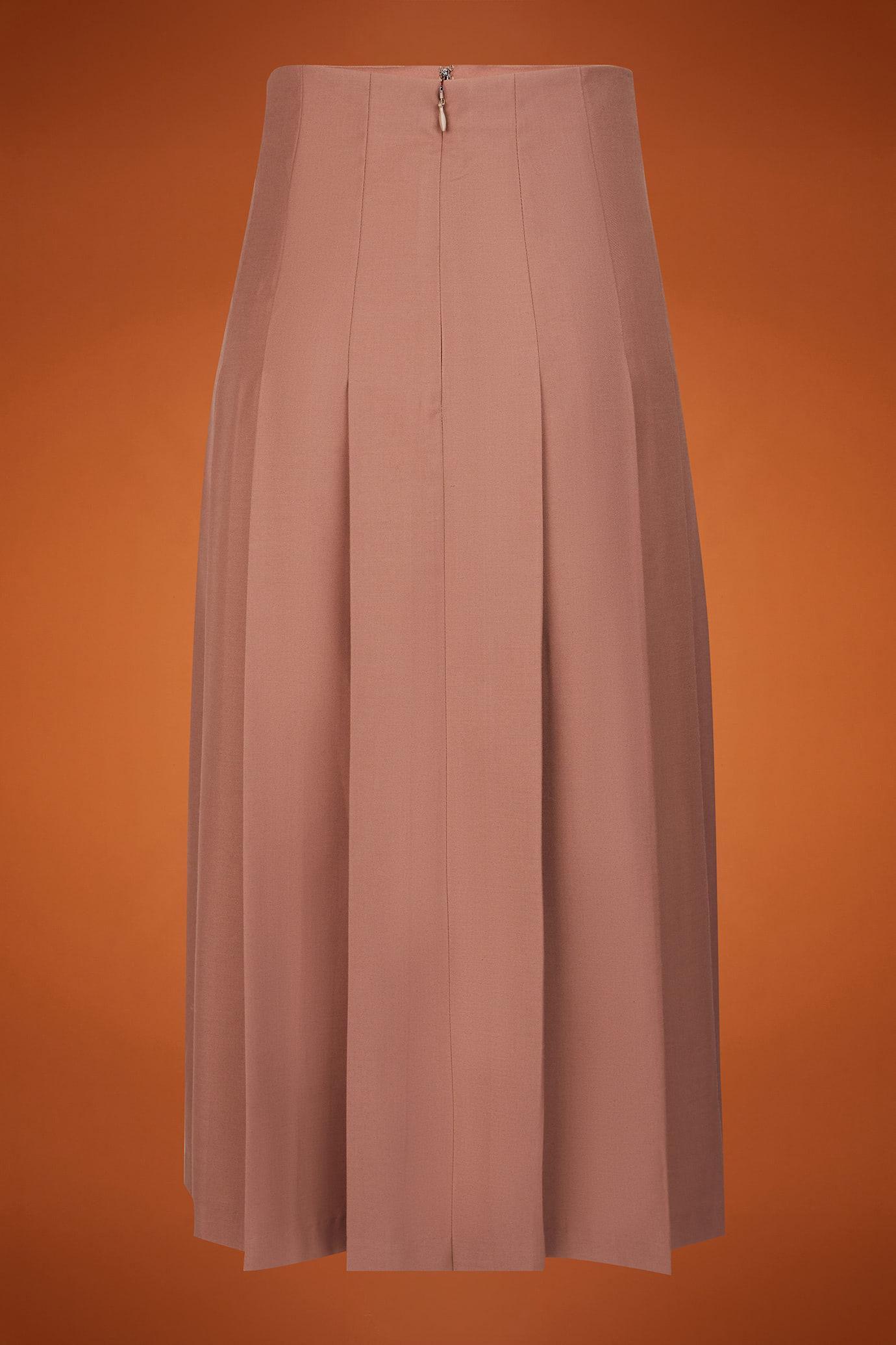 Gonna donna longuette a pieghe con zip tinta unita regular fit image number 5