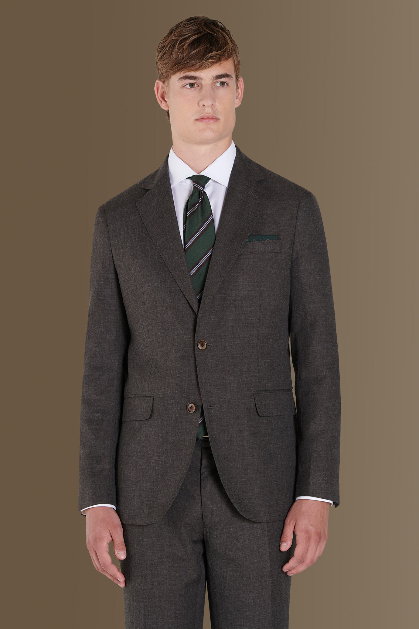 Single-breasted solid color suit with trousers with pinces image number 1