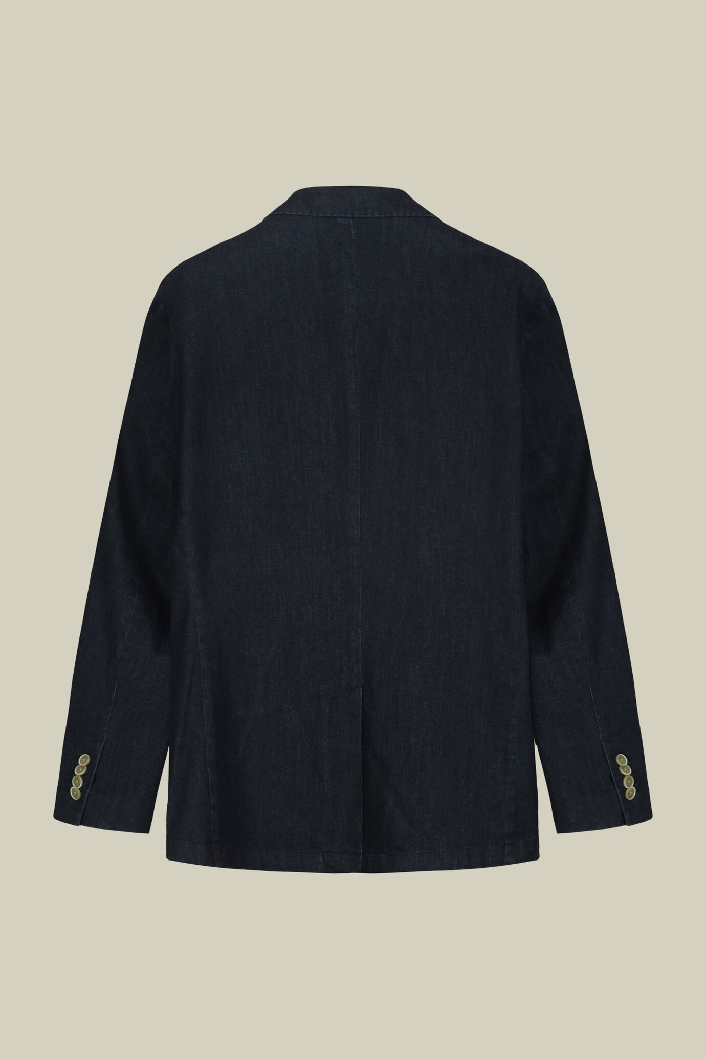 Einreihiges, ungefüttertes Herrensakko mit spitzem Revers, aufgesetzten Taschen und Denim-Effekt. image number 5