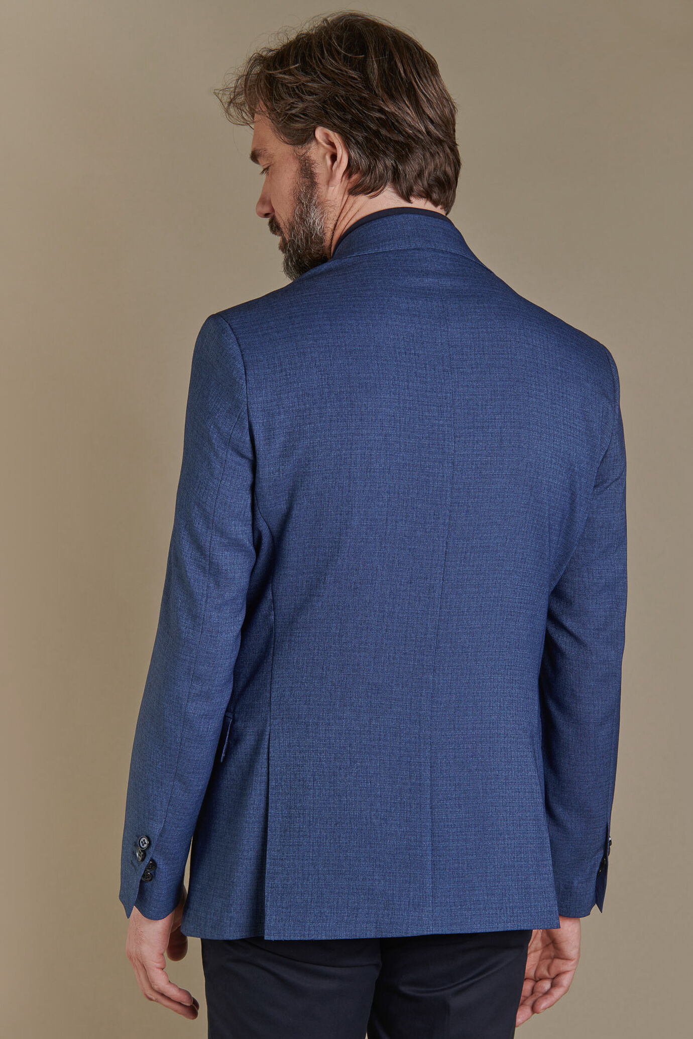 Single breasted jacket flap pockets fabric slub stretch image number 3