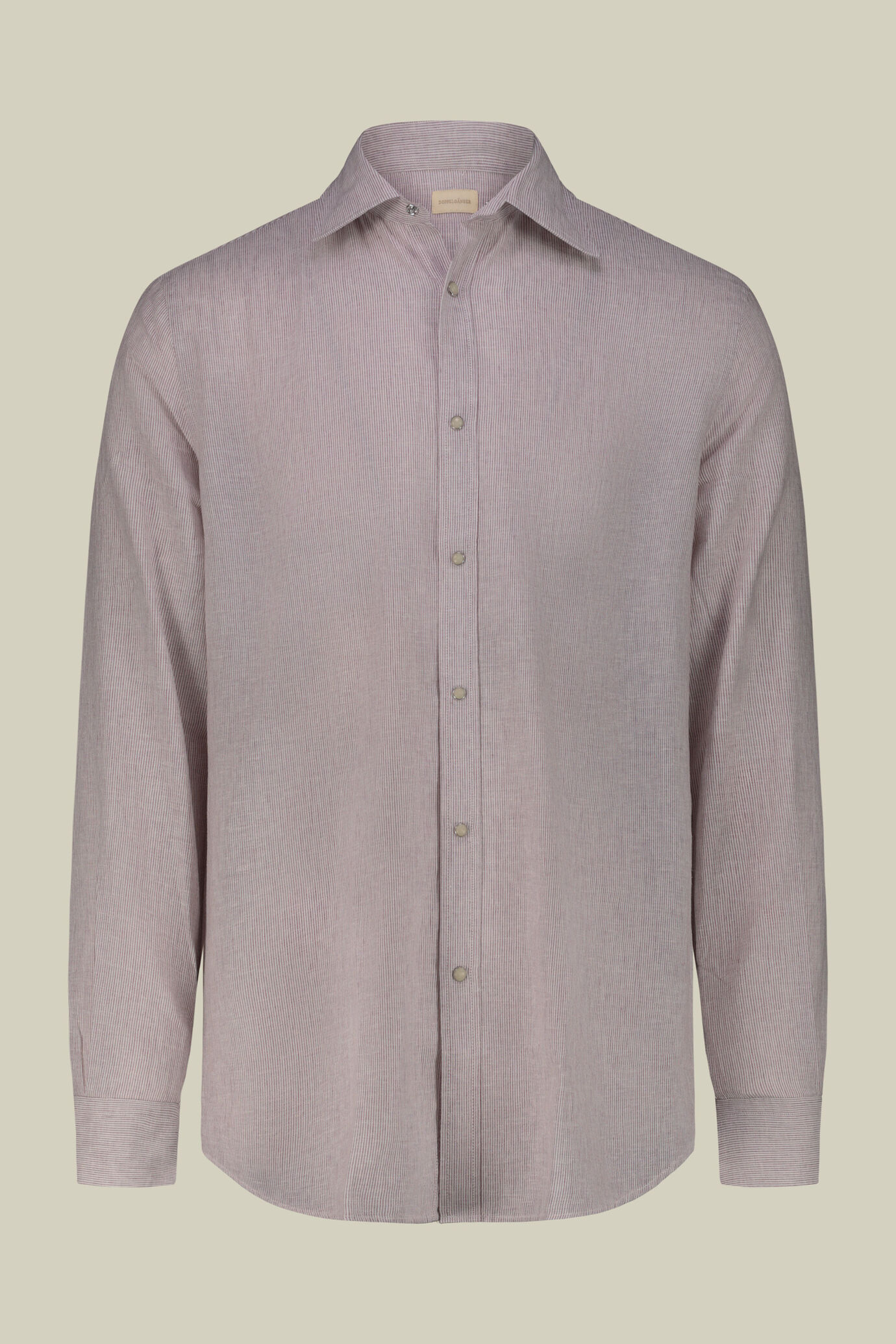 Camicia uomo misto lino cotone righe sottili image number 4
