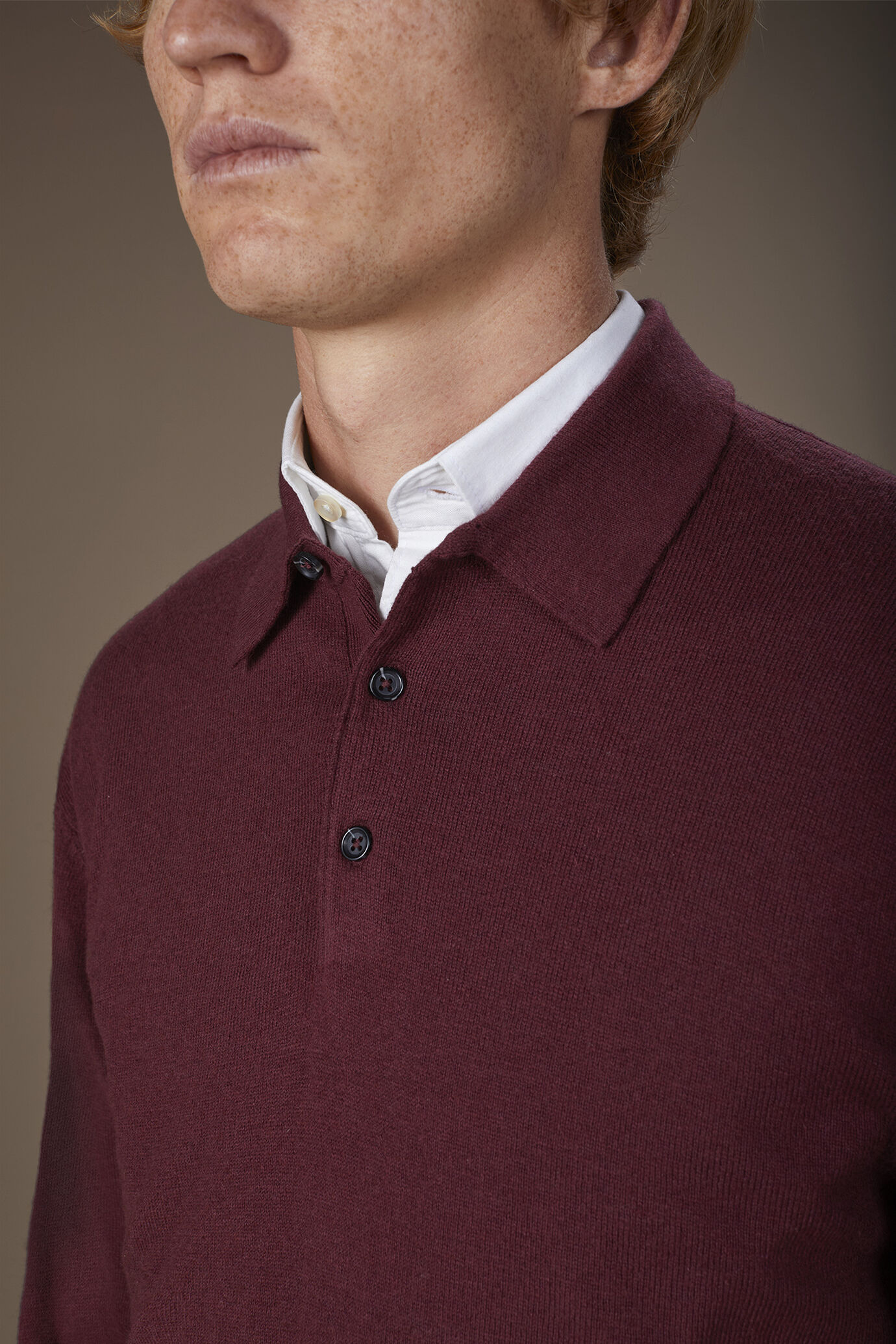 Maglia polo uomo in misto lana e cotone regular fit image number 2