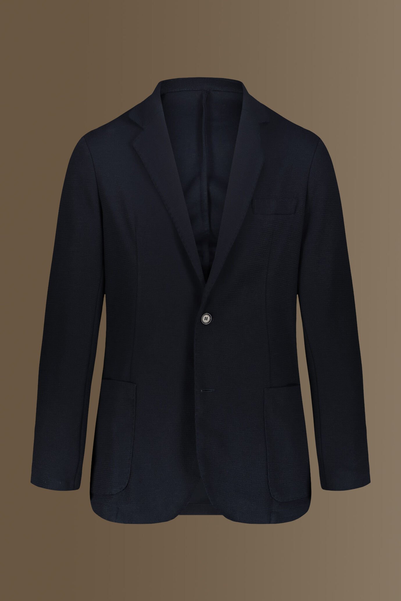Giacca uomo monopetto in jersey piquet con tasca a toppa dark blue Made in italy image number 0