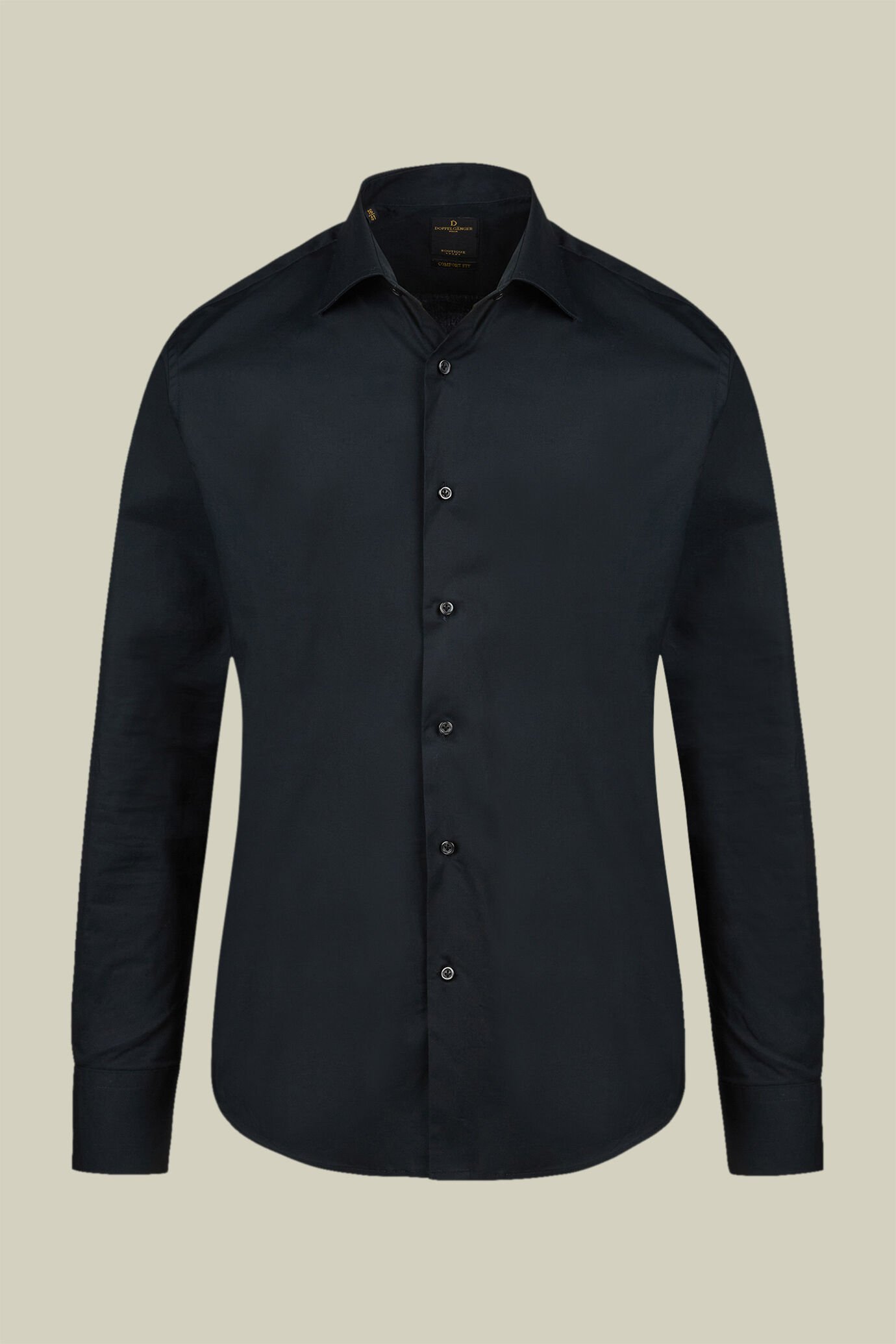 Camicia classica collo francese uomo tinta unita fiammato image number 4