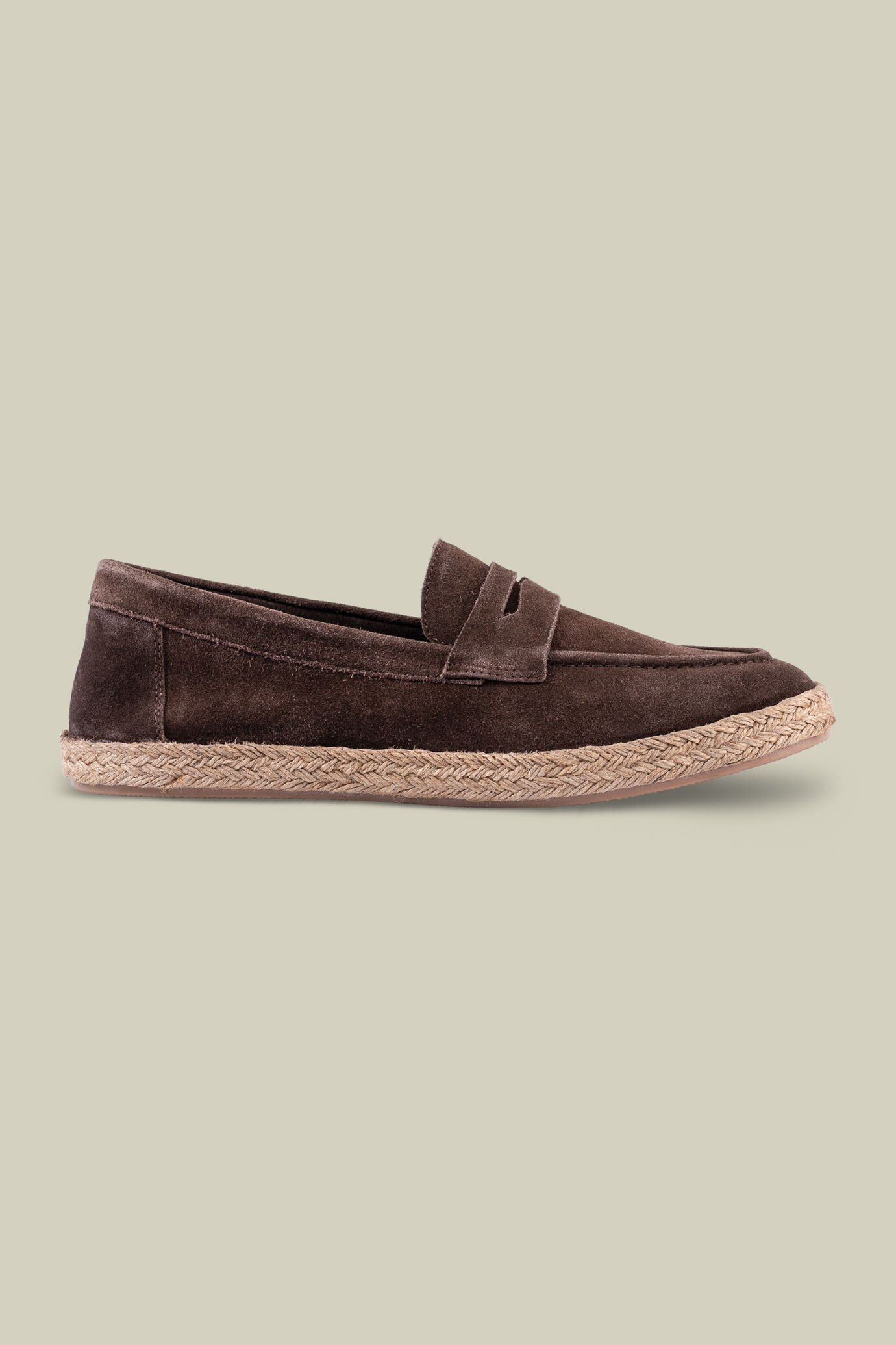 Espadrillas 100% vera pelle scamosciata con rivestimento laterale in paglia image number 1