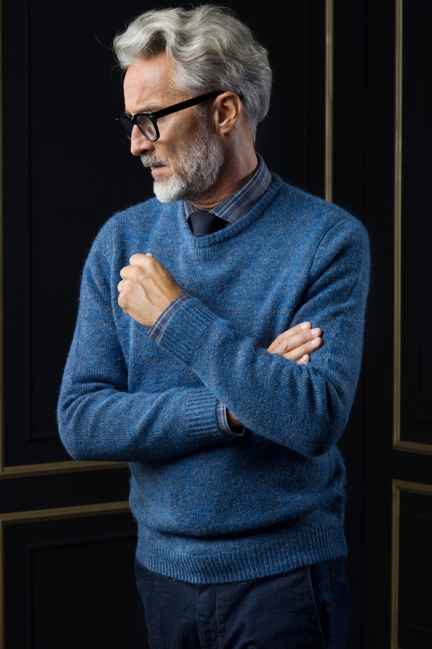 Shetland wool round neck sweater image number 0