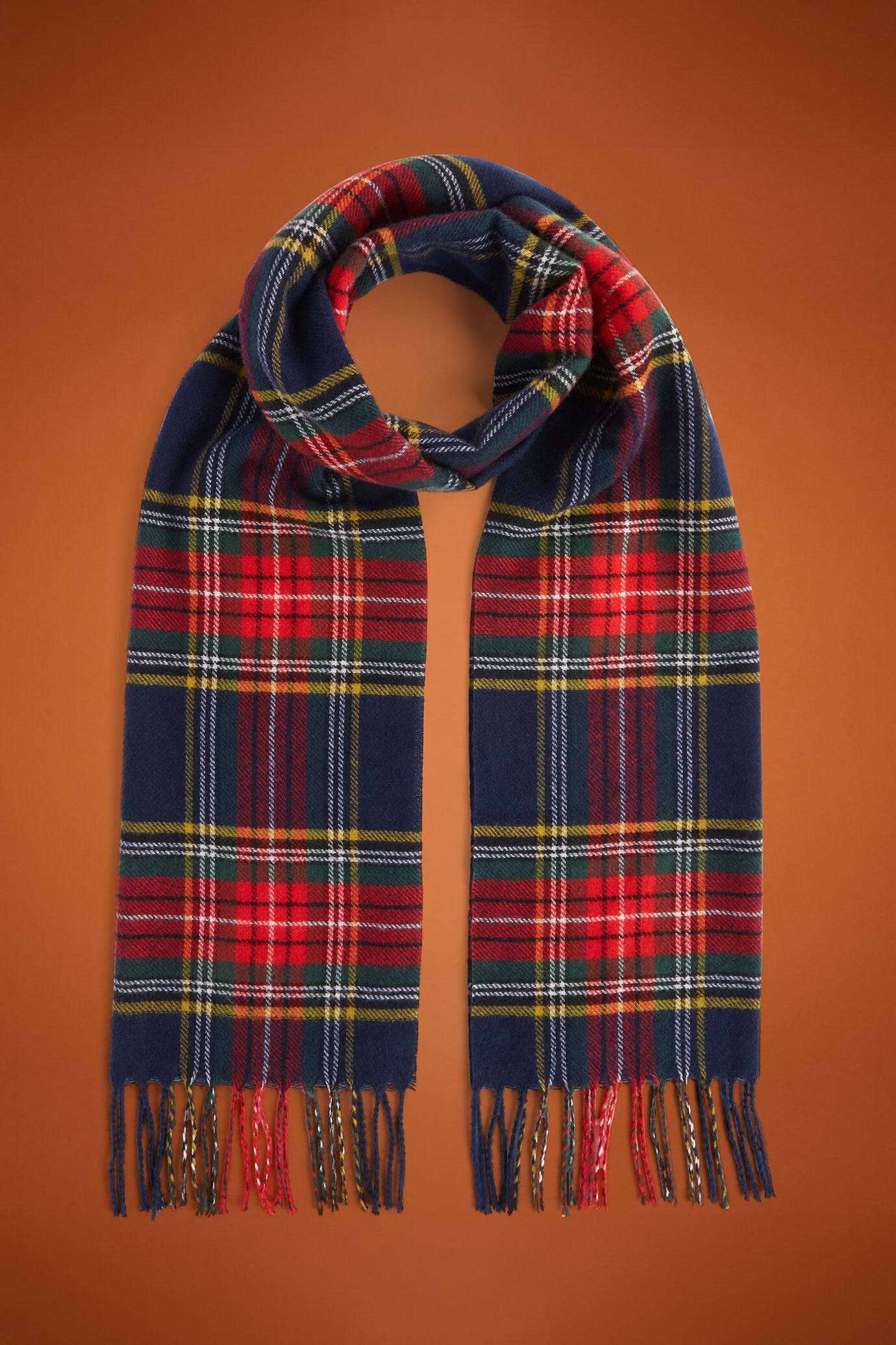 Écharpe homme, motif tartan à franges