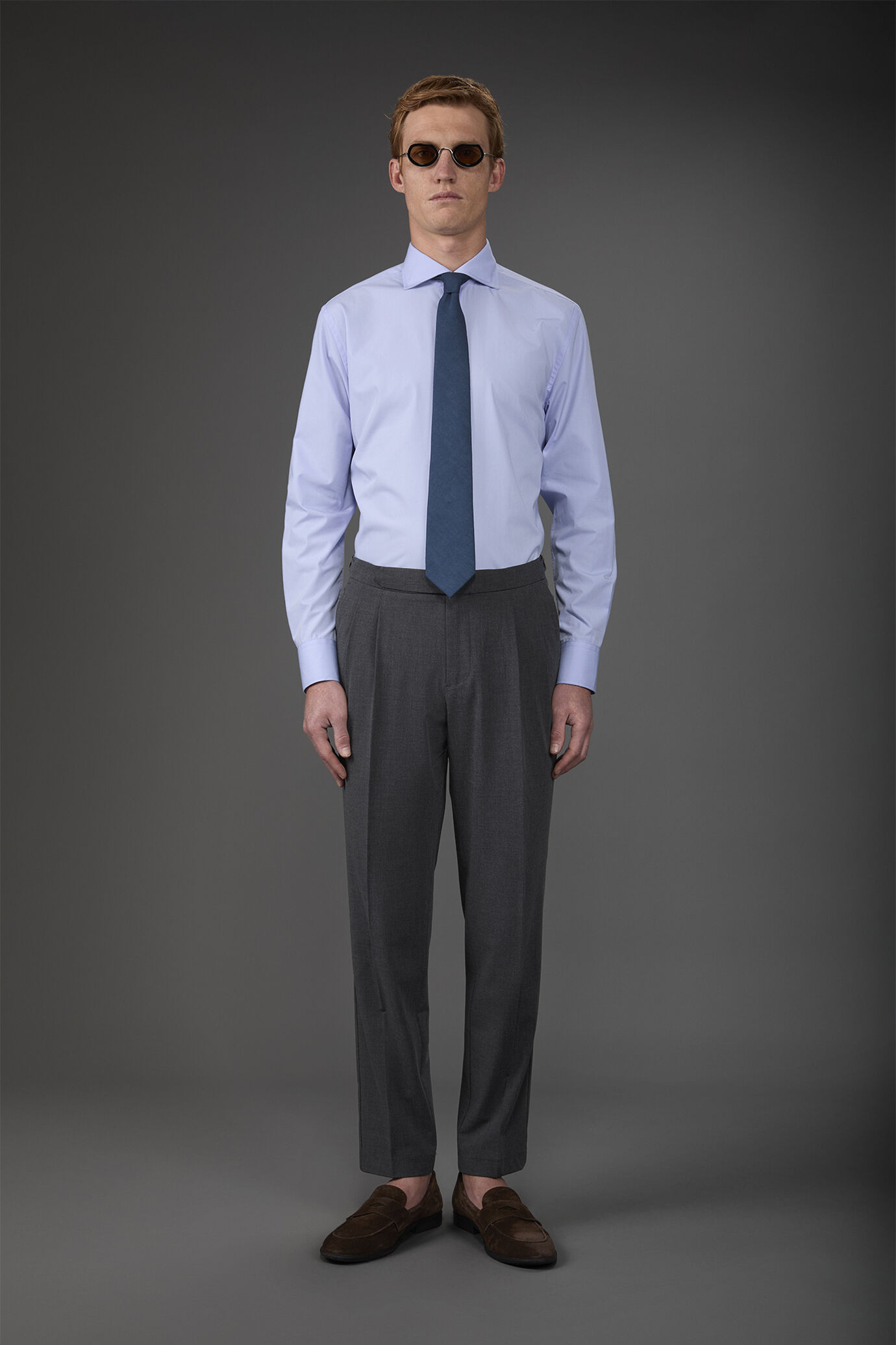 Camicia classica collo francese uomo tinta unita image number 1