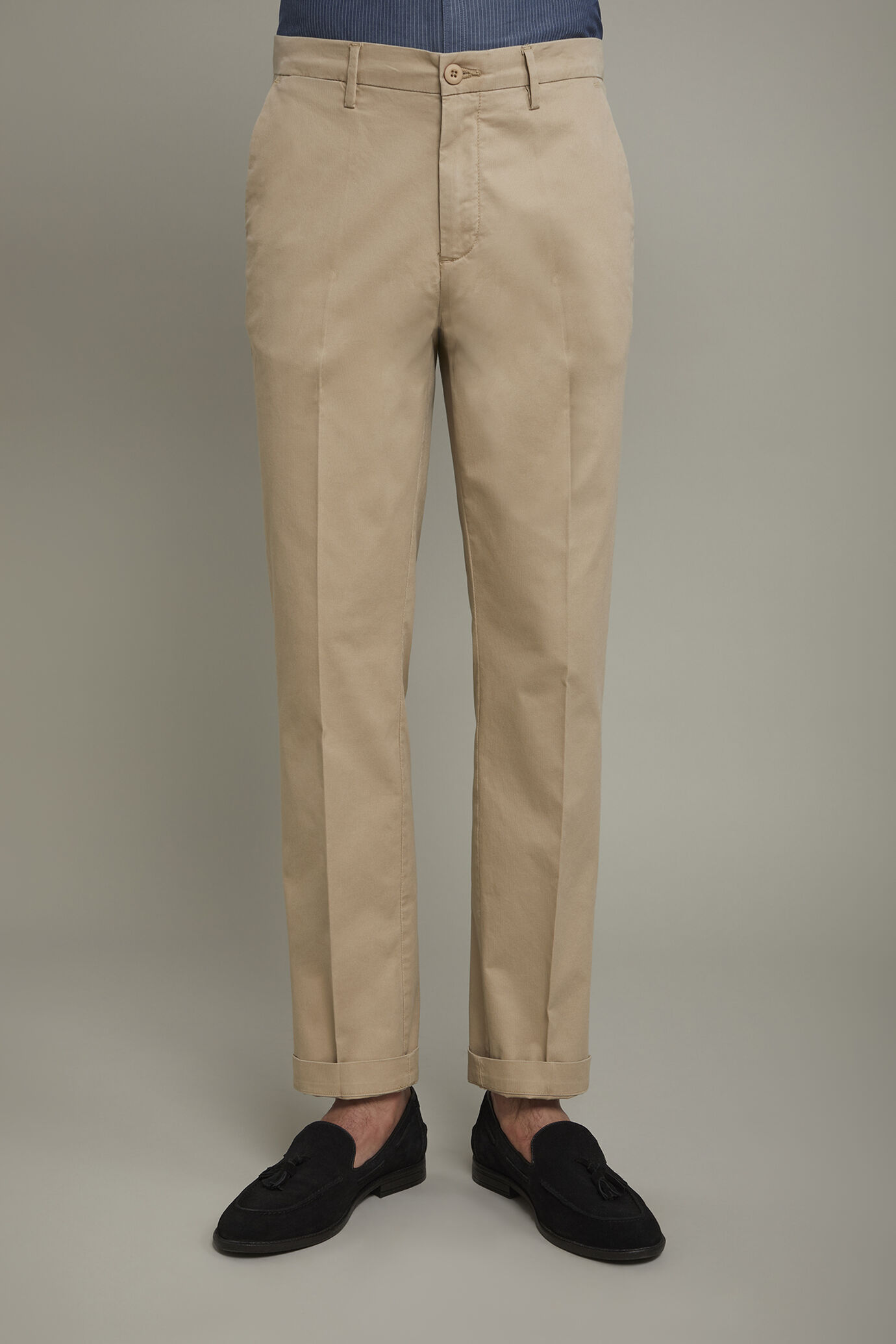 Pantalone uomo classico tessuto in cotone bacchettato tinto in capo regular fit image number 3