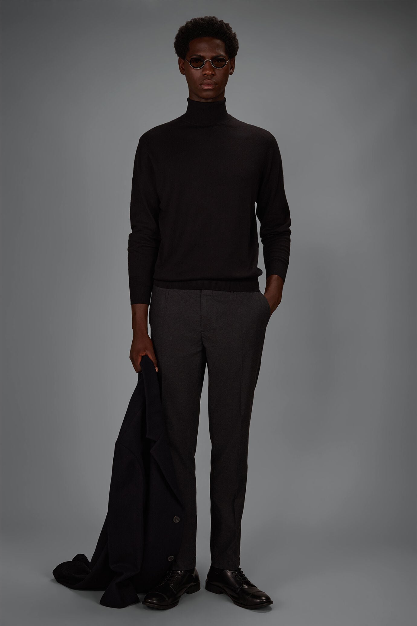 Pantalon classique pour homme en twill m&eacute;lang&eacute; coupe regular fit