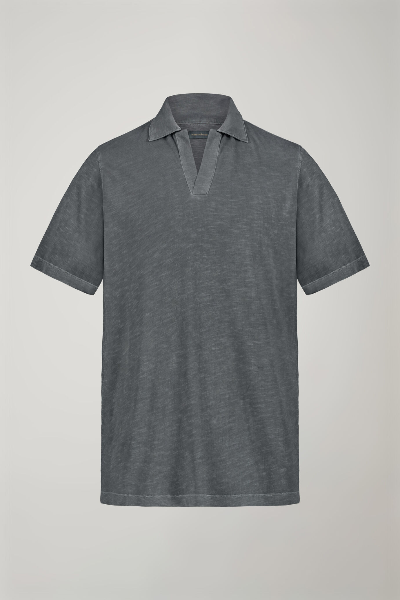 Kurzärmeliges Herren-Poloshirt mit knopflosem Derby-Kragen aus reiner Baumwolle in normaler Passform image number 4