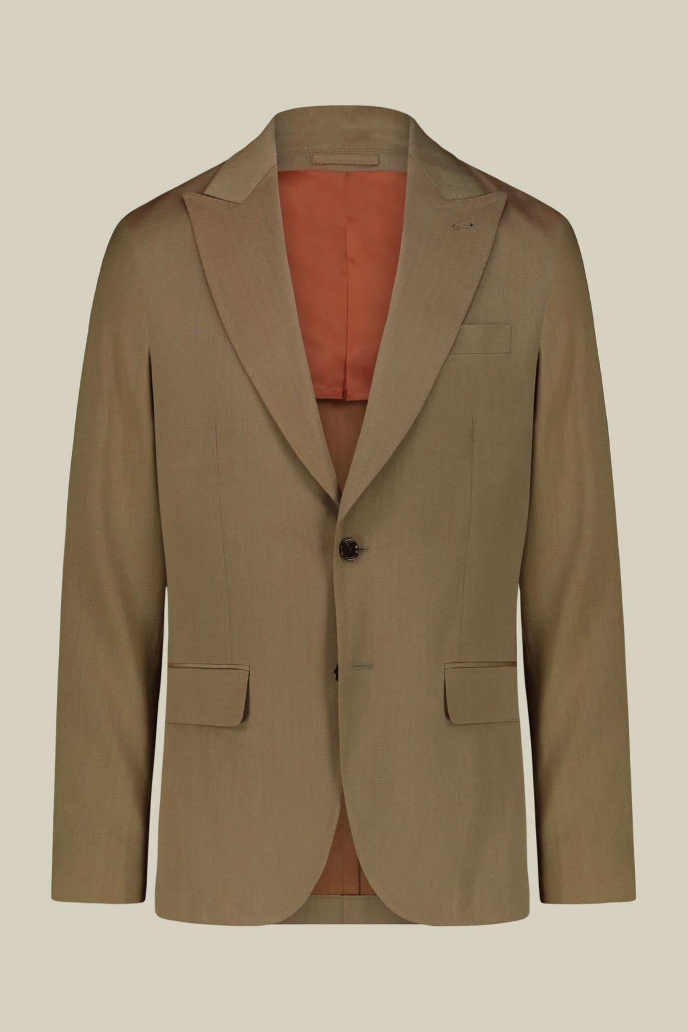Single-breasted men's suit with single-pleat trousers in iridescent effect herringbone design fabric