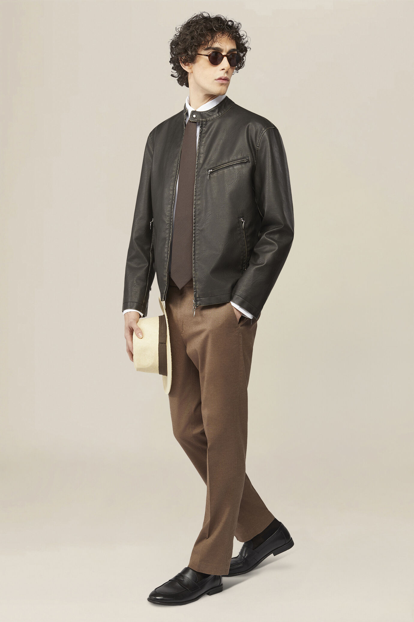 Men's faux leather biker jacket, lined, regular fit image number 1