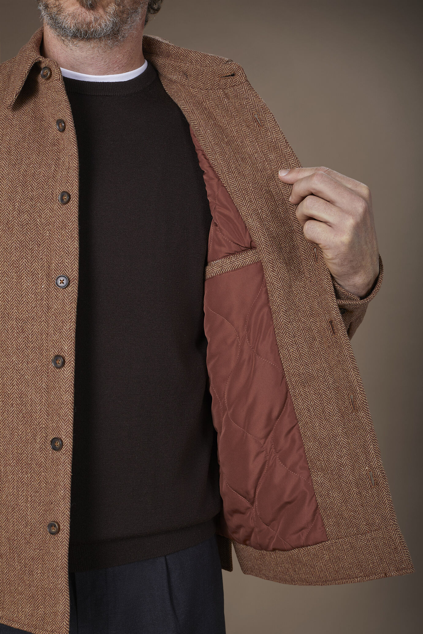 Herren-Overshirt mit Grätenmuster aus Wollgemisch in normaler Passform image number 5