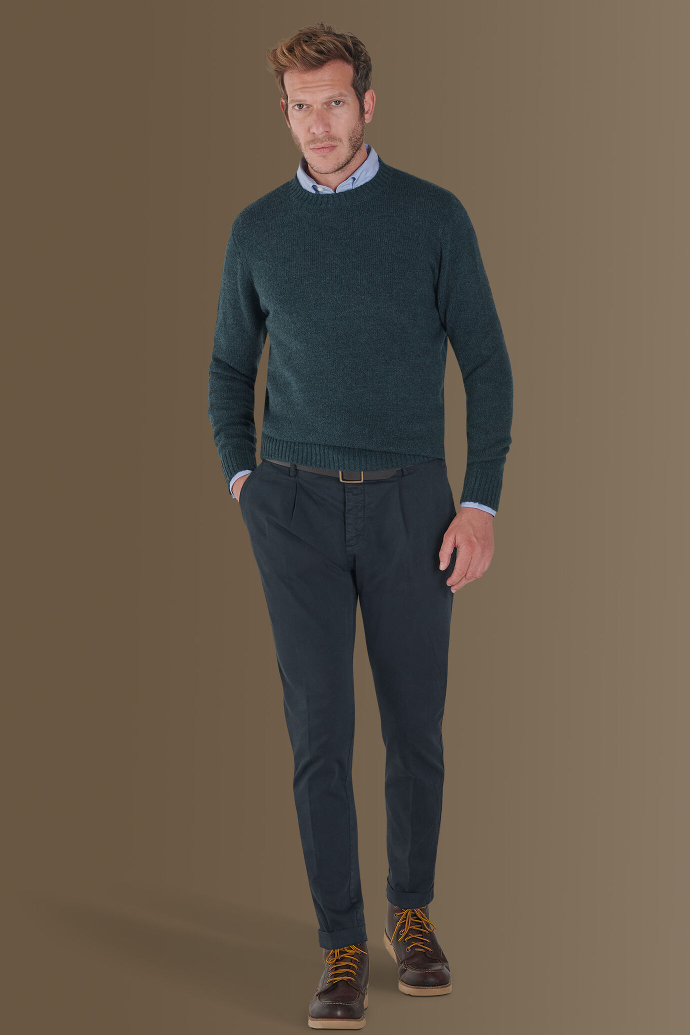Chino trousers singol pince satin stretch image number 0