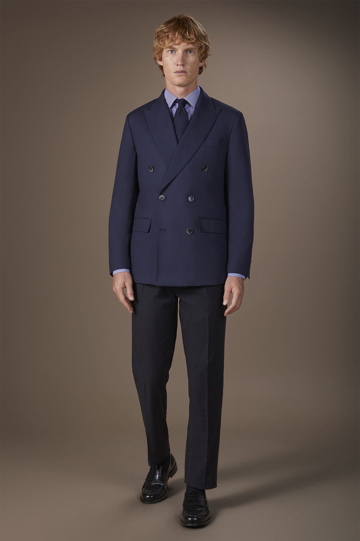 Men's shirt with classic collar in 100% cotton with gingham pattern image number 1