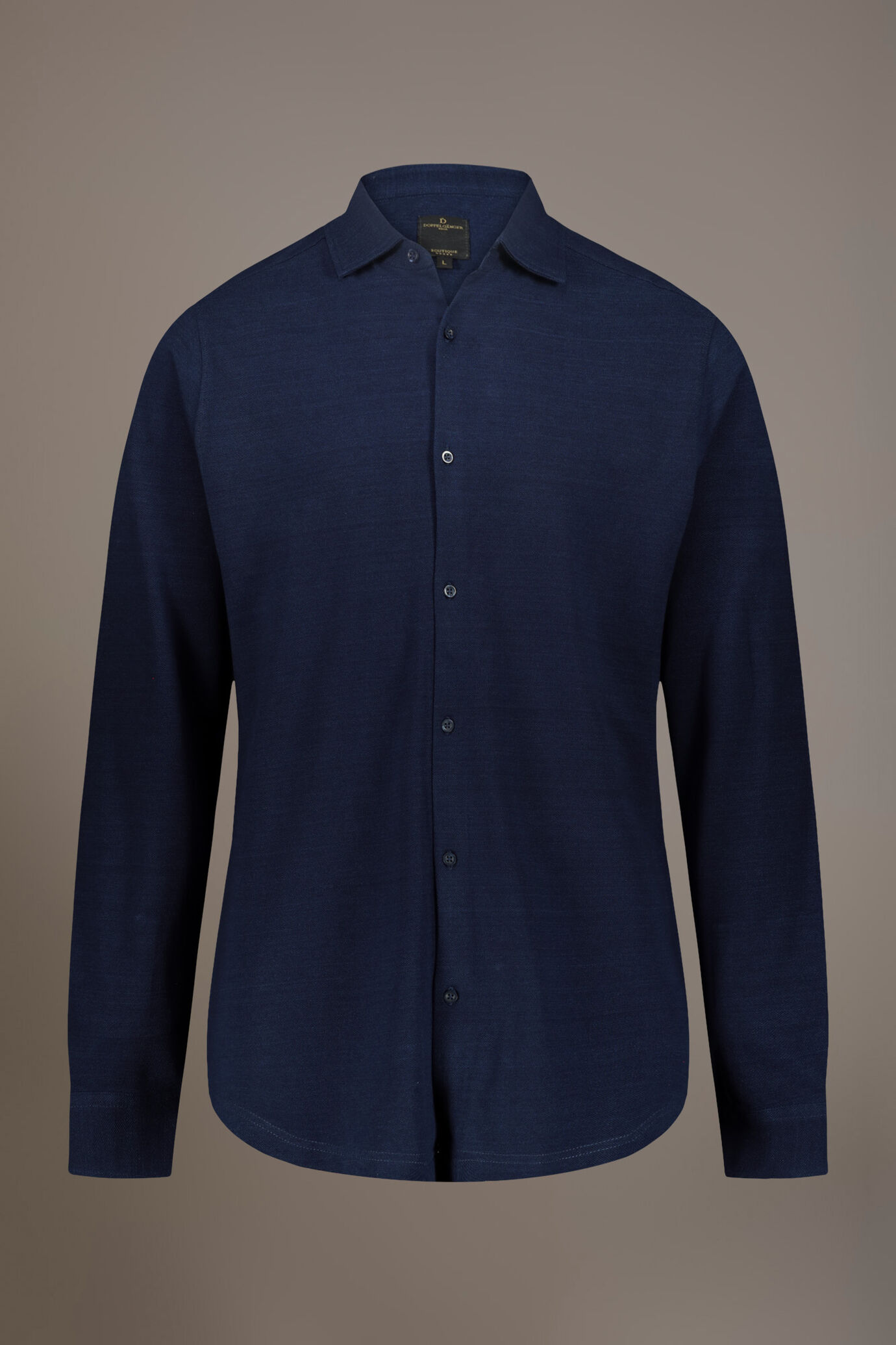 Polo chemise manches longues 100% coton piqué uni image number 3