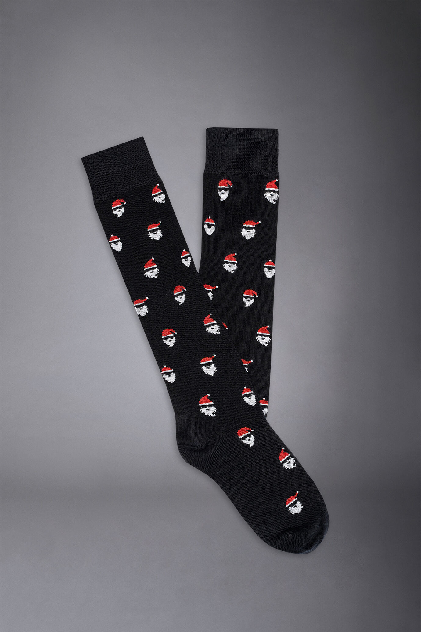 Men's knitted long socks with Santa Claus pattern made in Italy image number 0