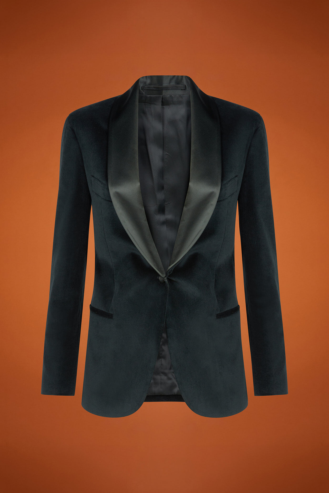 Smoking-Jacke aus glattem Samt für Damen in normaler Passform image number 4